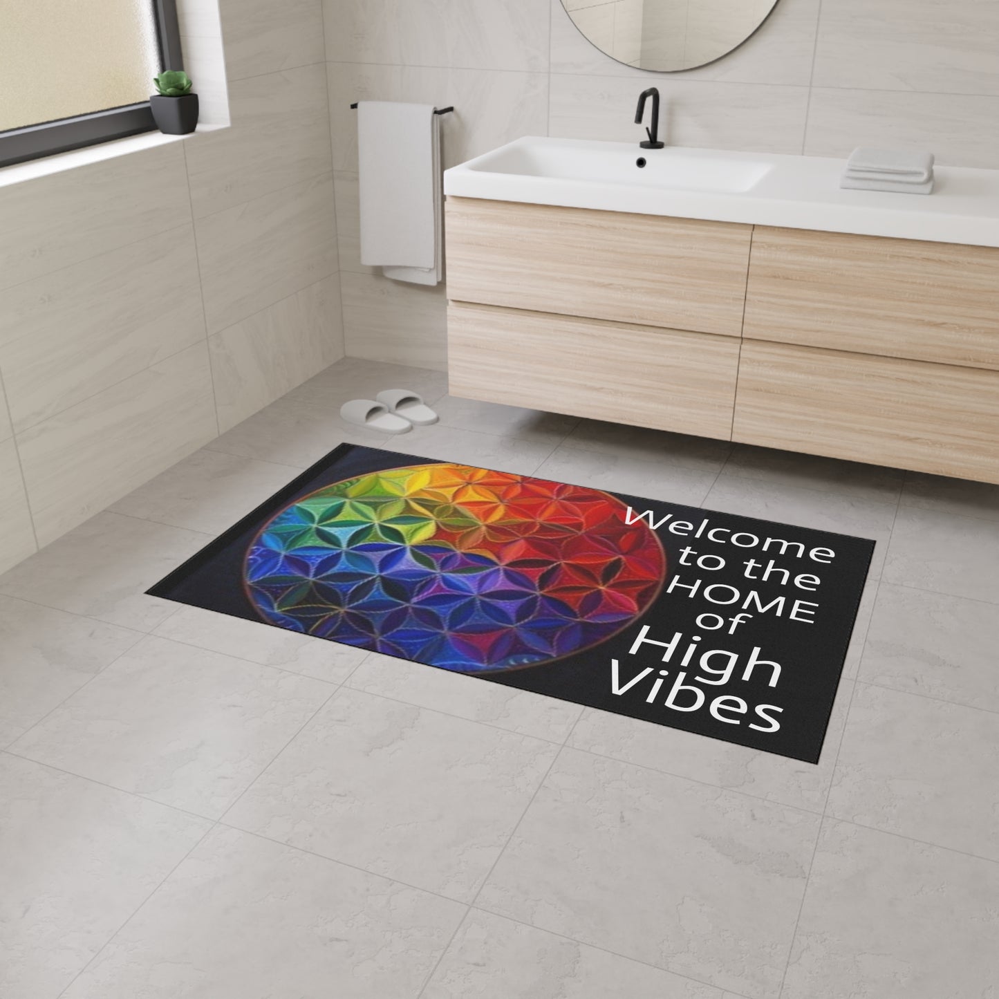 Welcome to the Home of High Vibes - Flower of Life - Heavy Duty Floor Mat