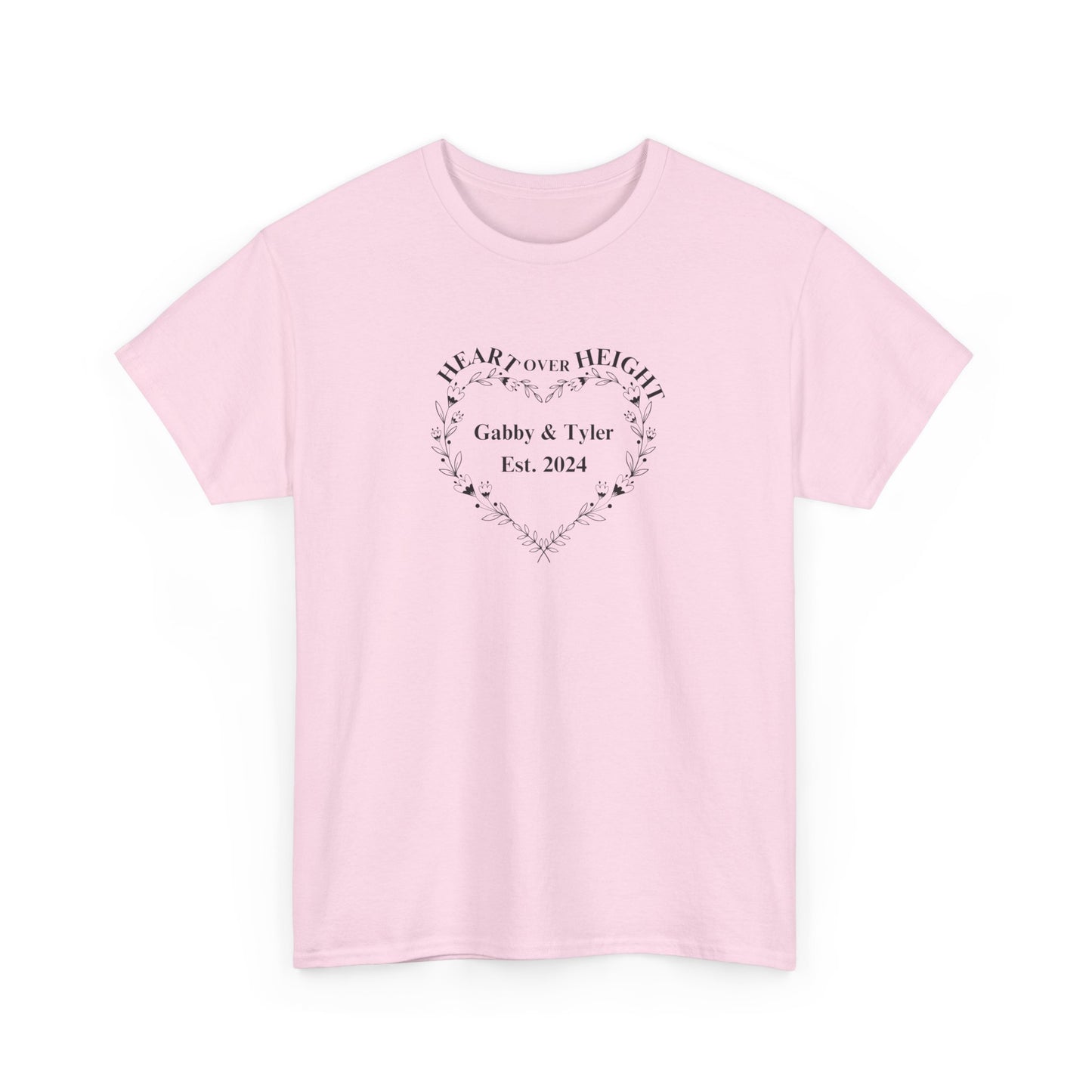 Gabby & Tyler - Heart over Height - EST. 2024 - Unisex Heavy Cotton Tee * wedding gift proceeds