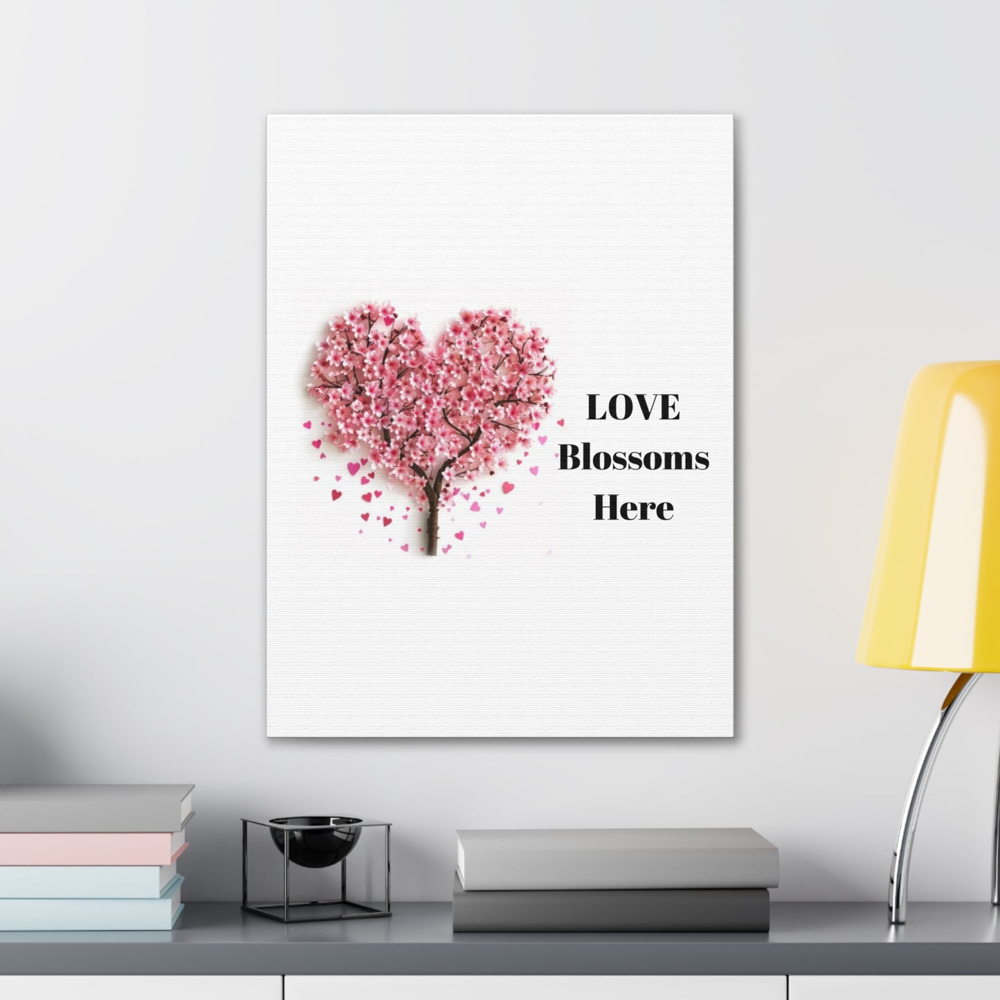 Cherry Blossom Heart Tree- Love Blossoms Here -Canvas Gallery Wraps