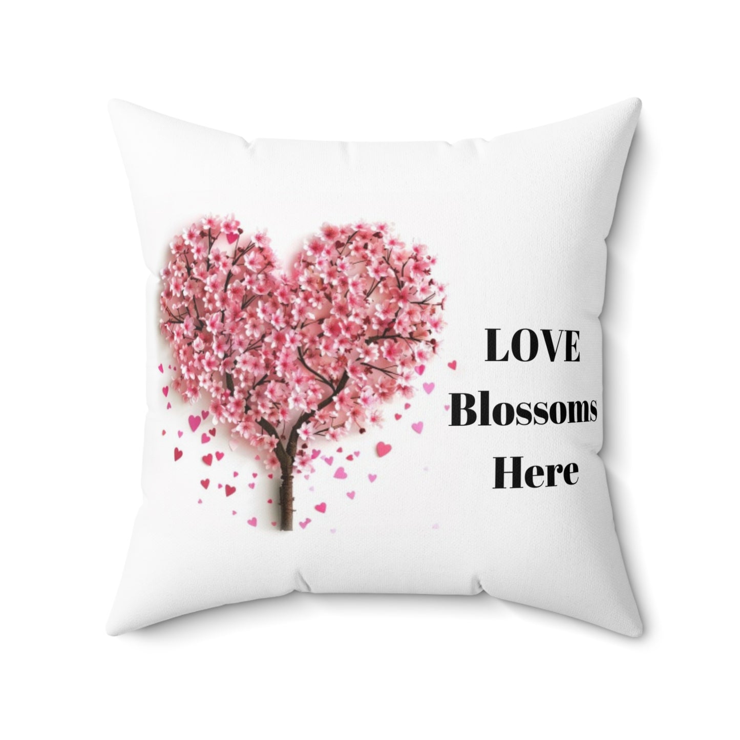 Love Blossoms Here - Faux Suede Square Pillow