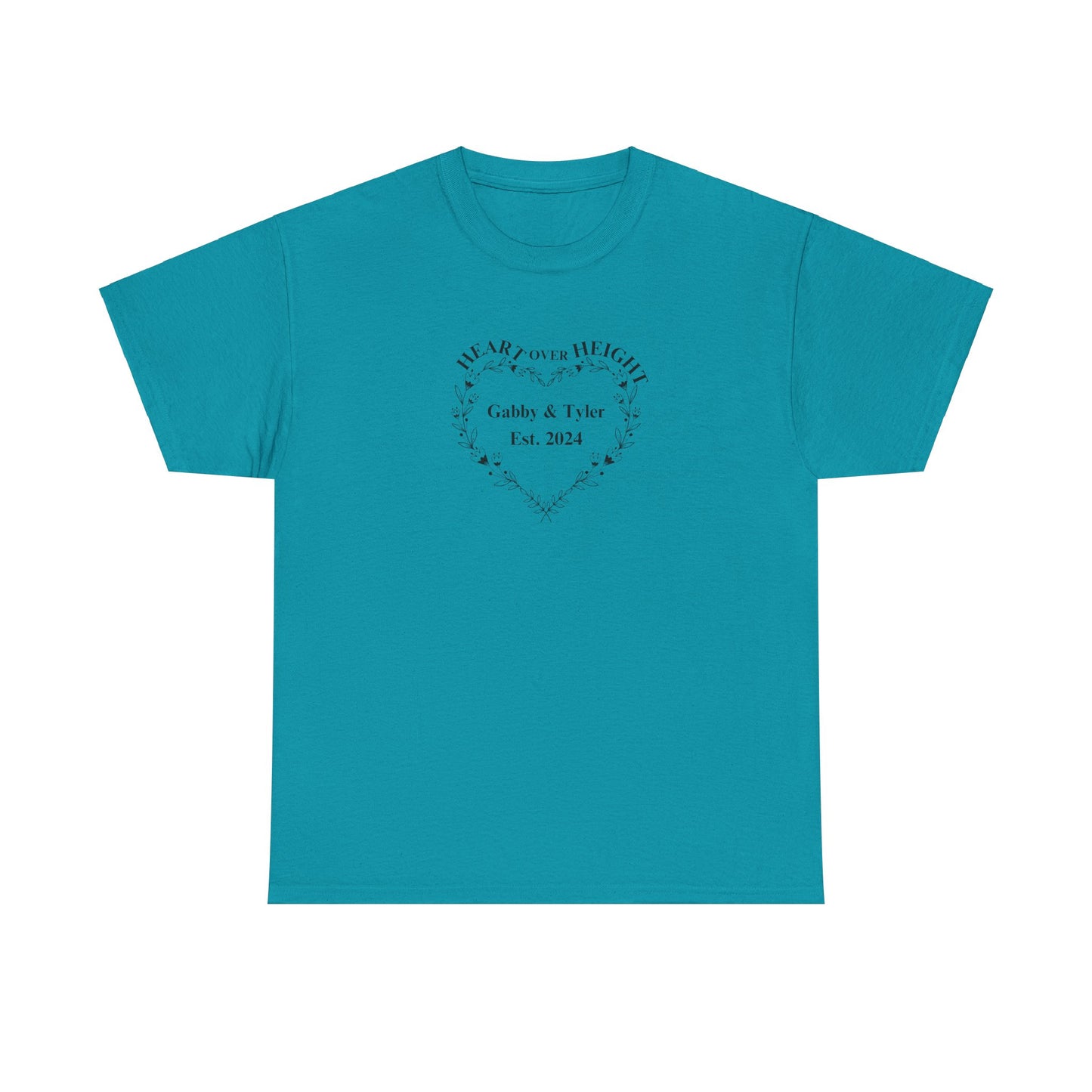 Gabby & Tyler - Heart over Height - EST. 2024 - Unisex Heavy Cotton Tee * wedding gift proceeds