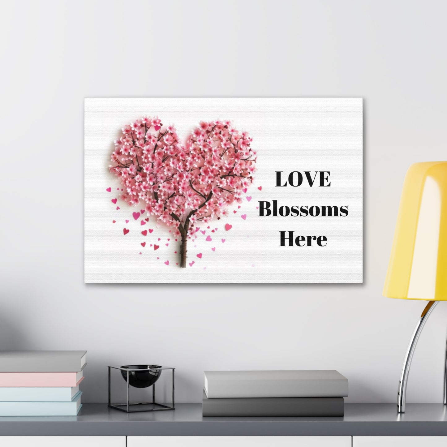 Cherry Blossom Heart Tree- Love Blossoms Here -Canvas Gallery Wraps