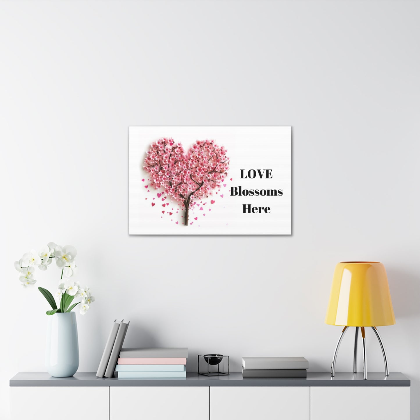 Cherry Blossom Heart Tree- Love Blossoms Here -Canvas Gallery Wraps