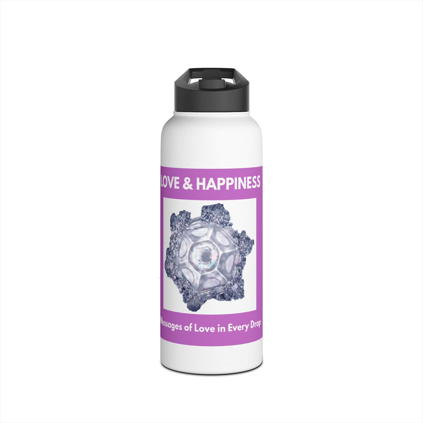 Love & Happiness - water crystal - Stainless Steel Water Bottle, Standard Lid