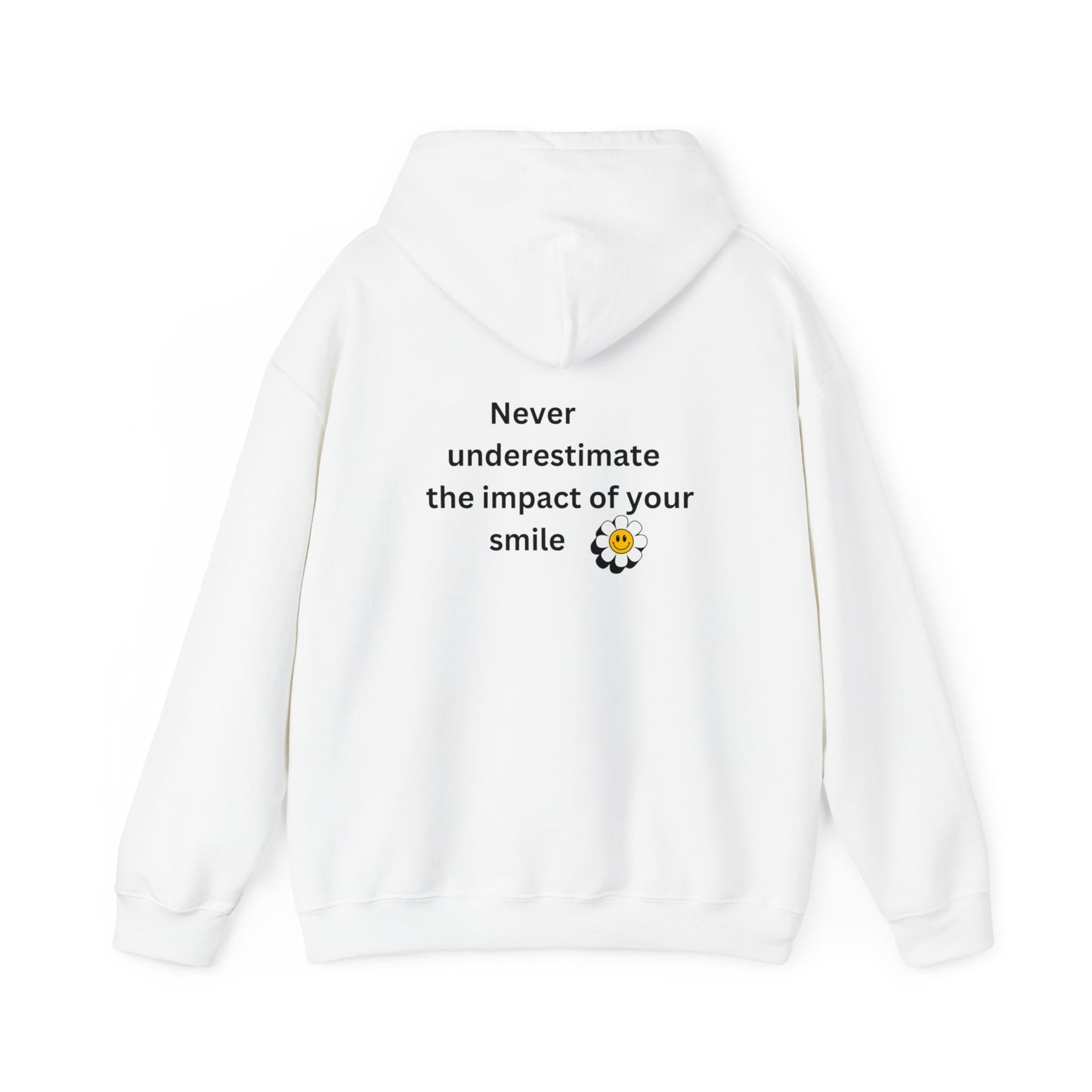 Bee Kind- (Back) Never underestimate the impact of your smile- Unisex Heavy Blend™ Hooded Sweatshirt