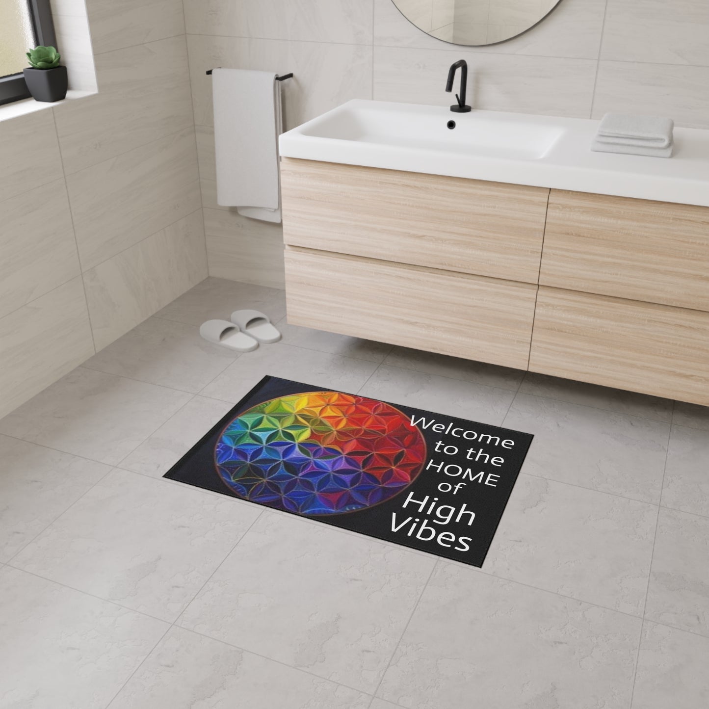 Welcome to the Home of High Vibes - Flower of Life - Heavy Duty Floor Mat