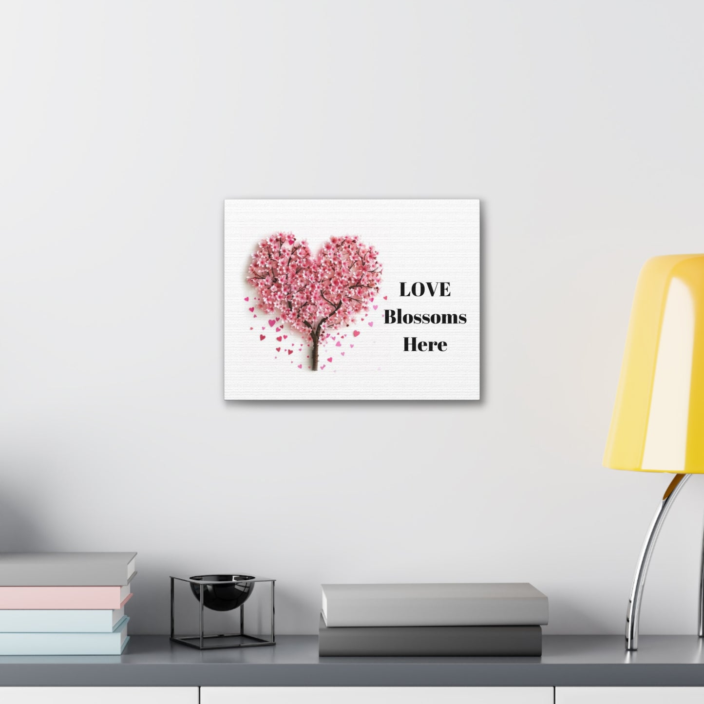 Cherry Blossom Heart Tree- Love Blossoms Here -Canvas Gallery Wraps