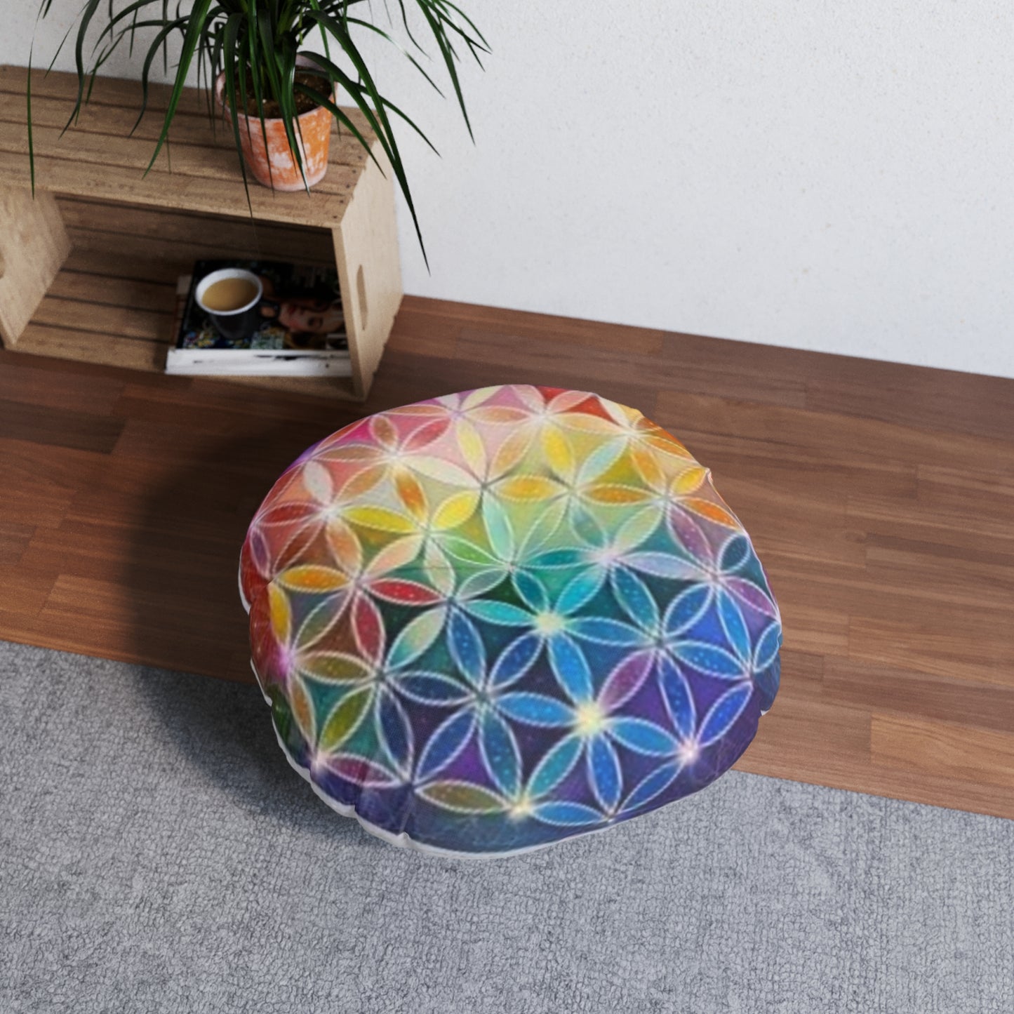 Flower of Life - Tufted Floor Pillow, Round