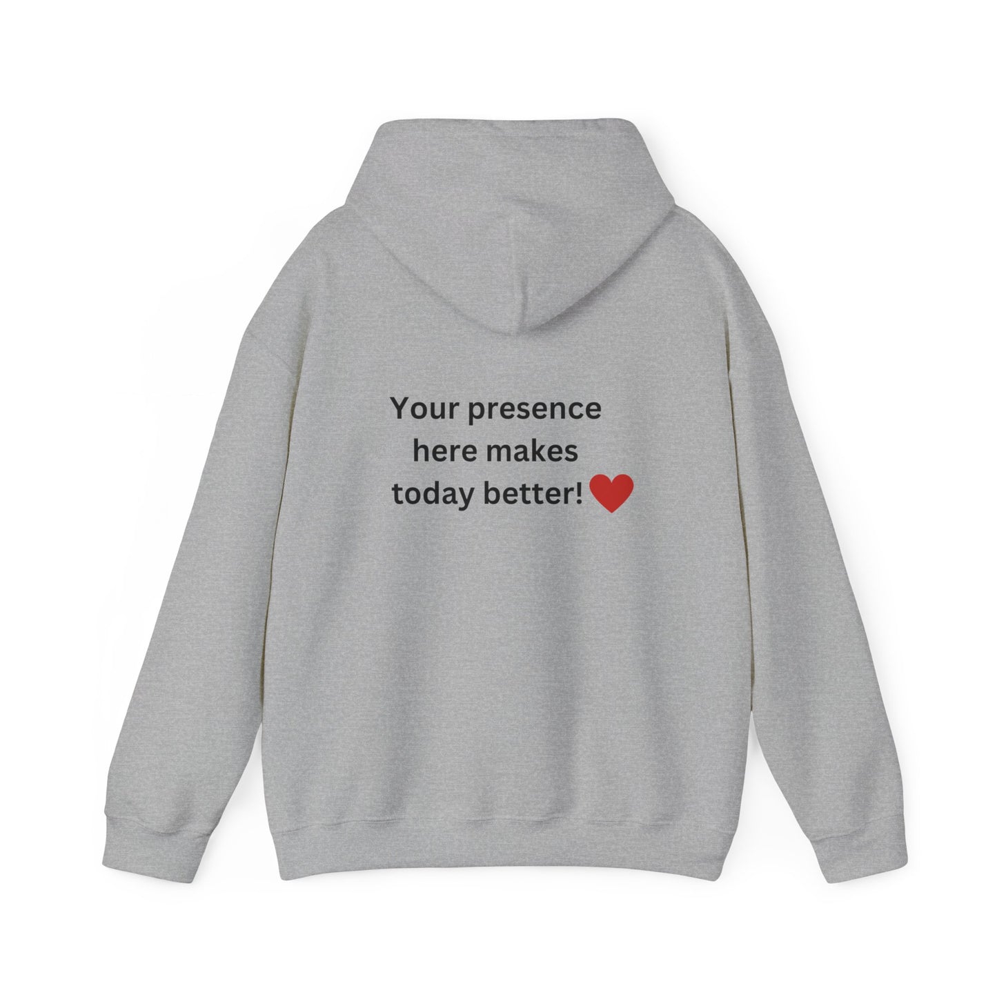 Bee Kind- (Back) Your presence here makes today better - Unisex Heavy Blend™ Hooded Sweatshirt