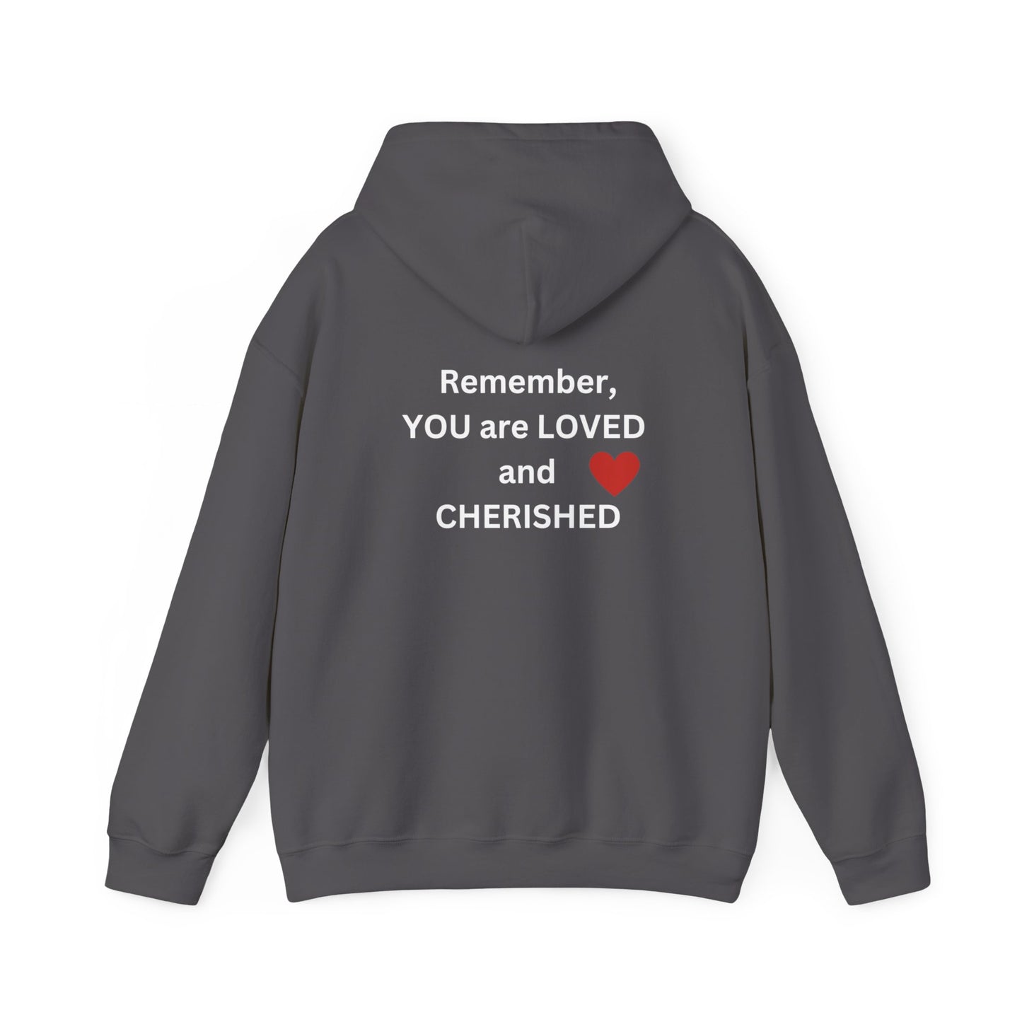 Bee Kind (Back) Remember You are LOVED and CHERISHED - Unisex Heavy Blend™ Hooded Sweatshirt