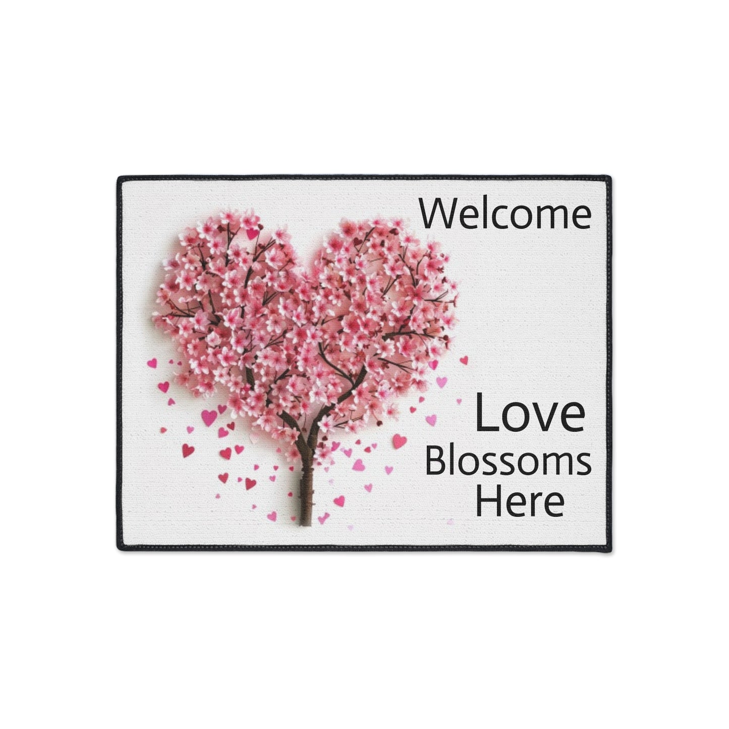 Welcome -Love Blossoms Here - Heavy Duty Floor Mat