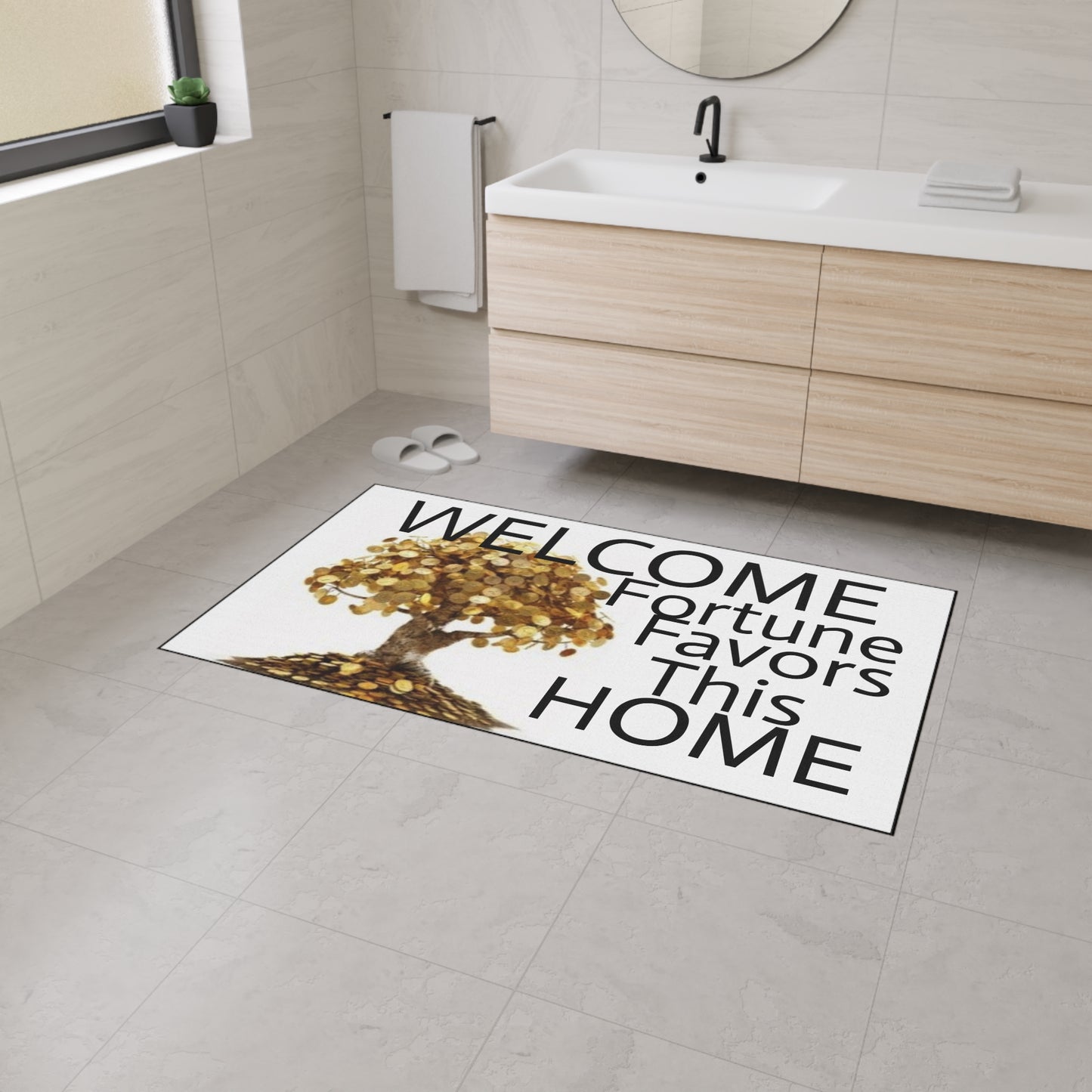 Welcome- Fortune Favors This HOME - Heavy Duty Floor Mat