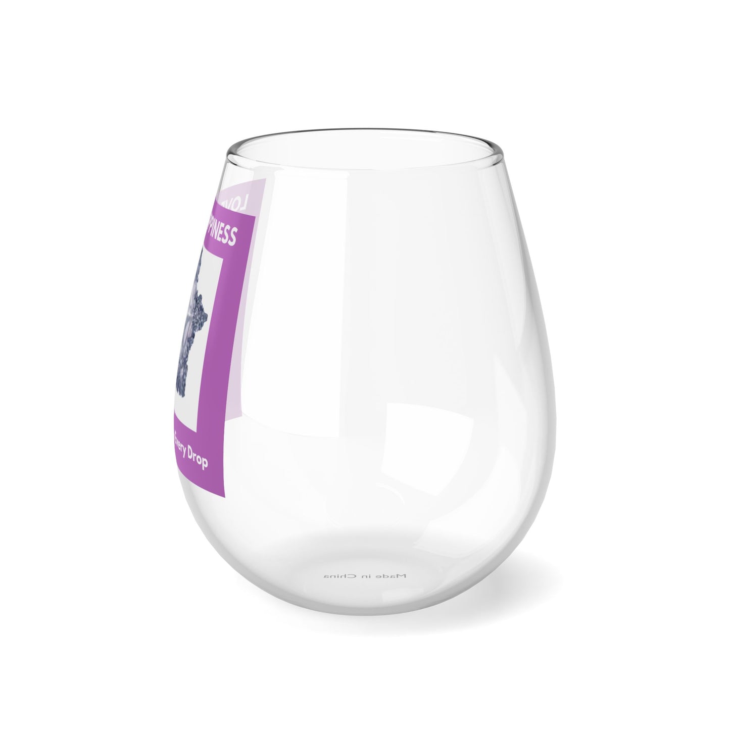 LOVE & HAPPINESS STEMLESS WINE GLASS- 11.75oz