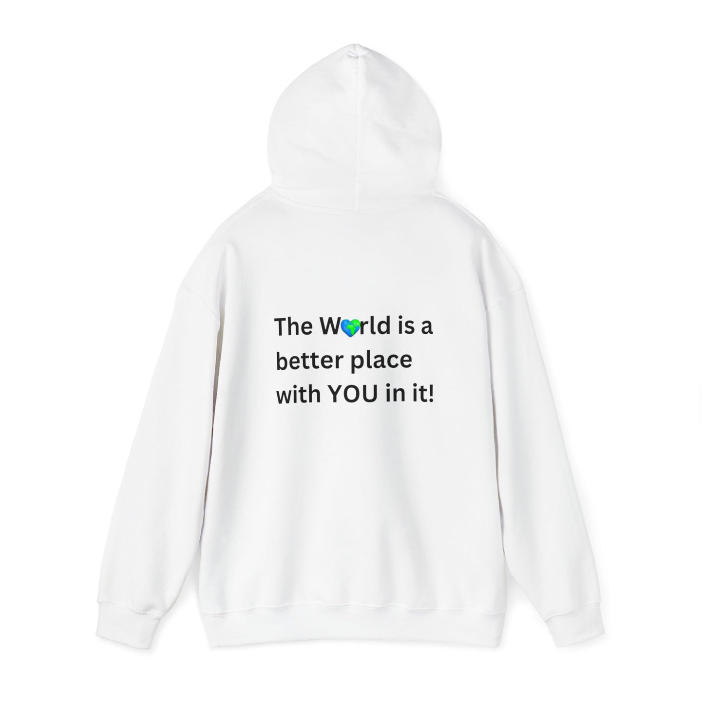 Bee Kind (Back) The world is a better place with you in it - Unisex Heavy Blend™ Hooded Sweatshirt