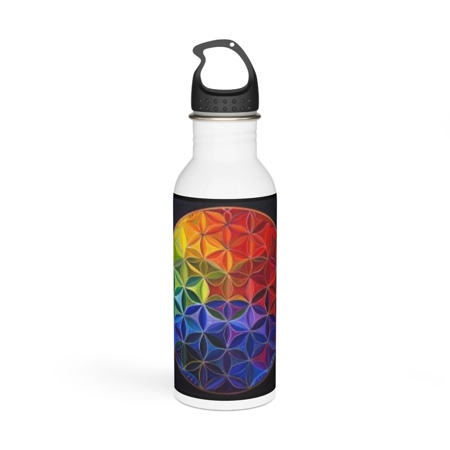 Flower of Life - Black -Stainless Steel Water Bottle