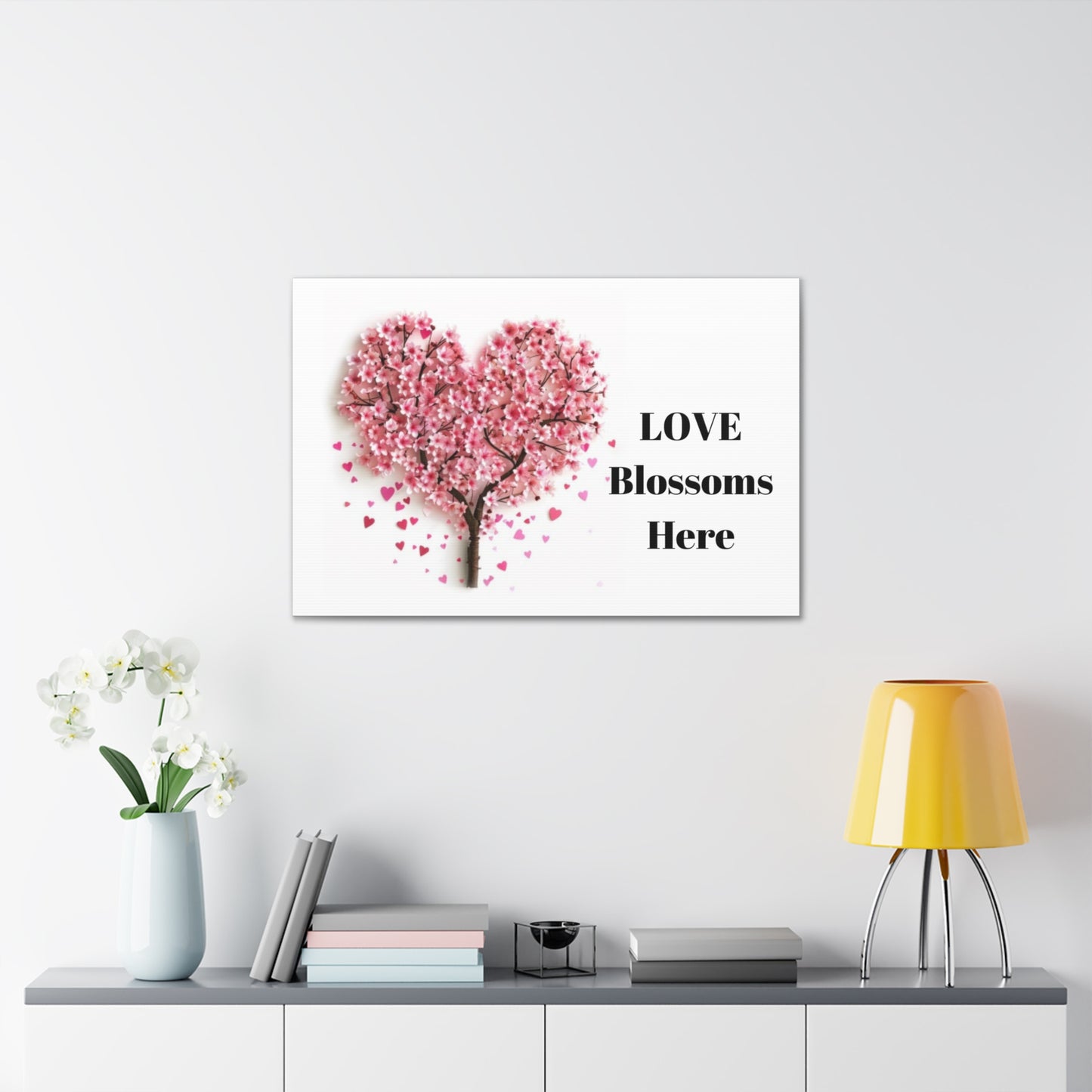 Cherry Blossom Heart Tree- Love Blossoms Here -Canvas Gallery Wraps