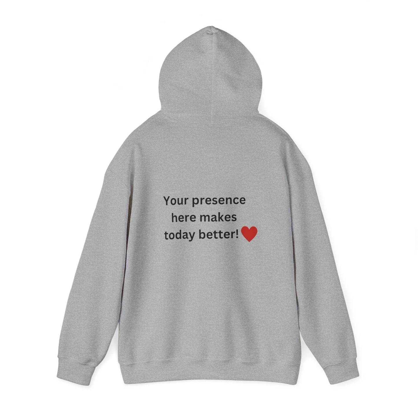 Bee Kind- (Back) Your presence here makes today better - Unisex Heavy Blend™ Hooded Sweatshirt