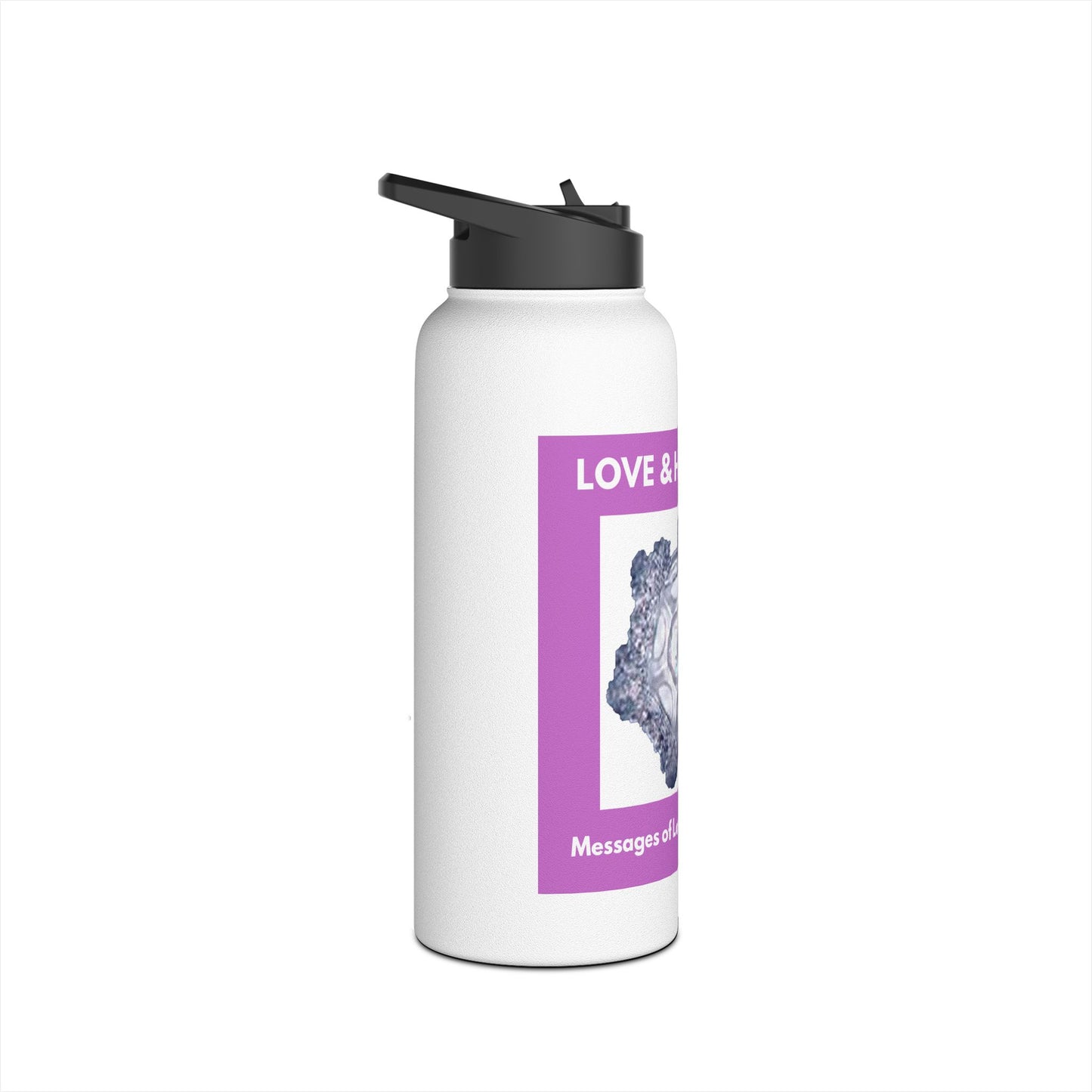 Love & Happiness - water crystal - Stainless Steel Water Bottle, Standard Lid