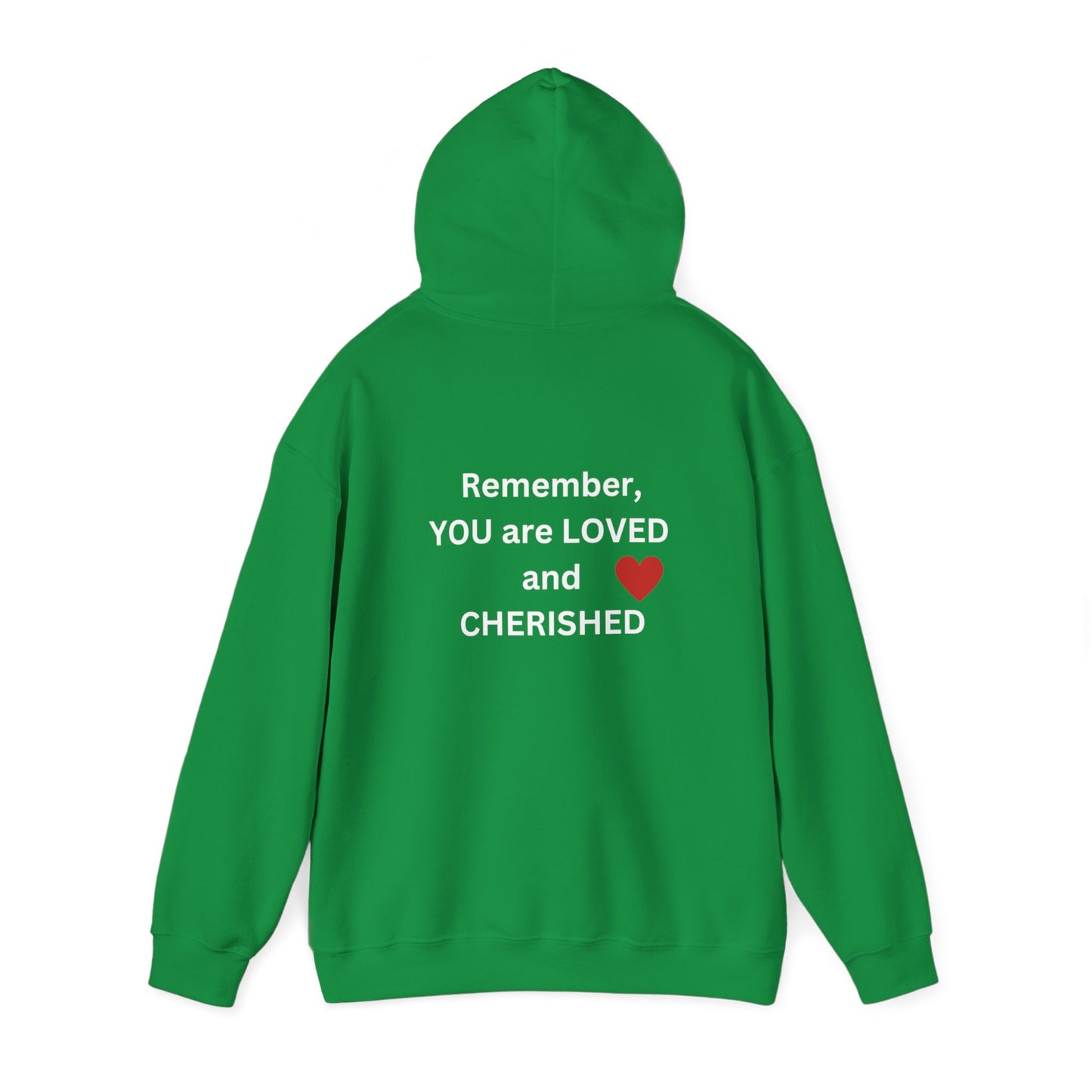 Bee Kind (Back) Remember You are LOVED and CHERISHED - Unisex Heavy Blend™ Hooded Sweatshirt