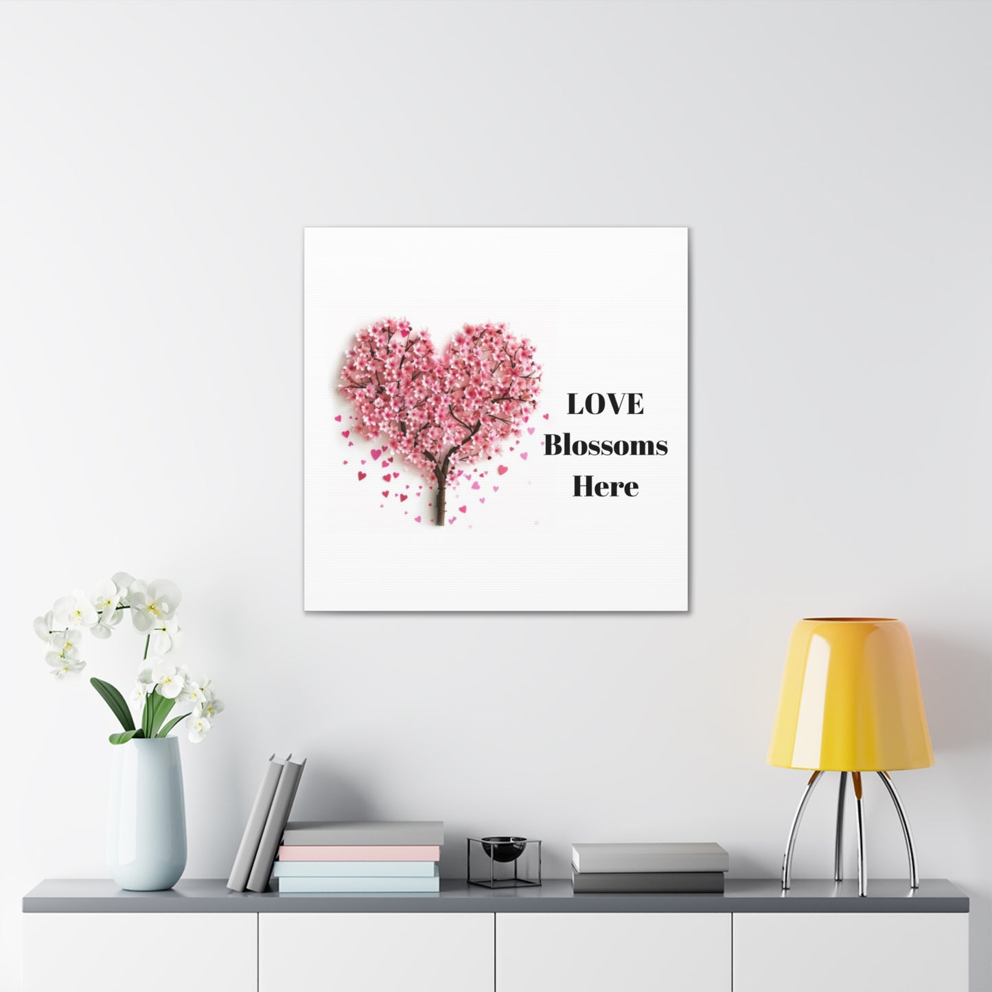 Cherry Blossom Heart Tree- Love Blossoms Here -Canvas Gallery Wraps