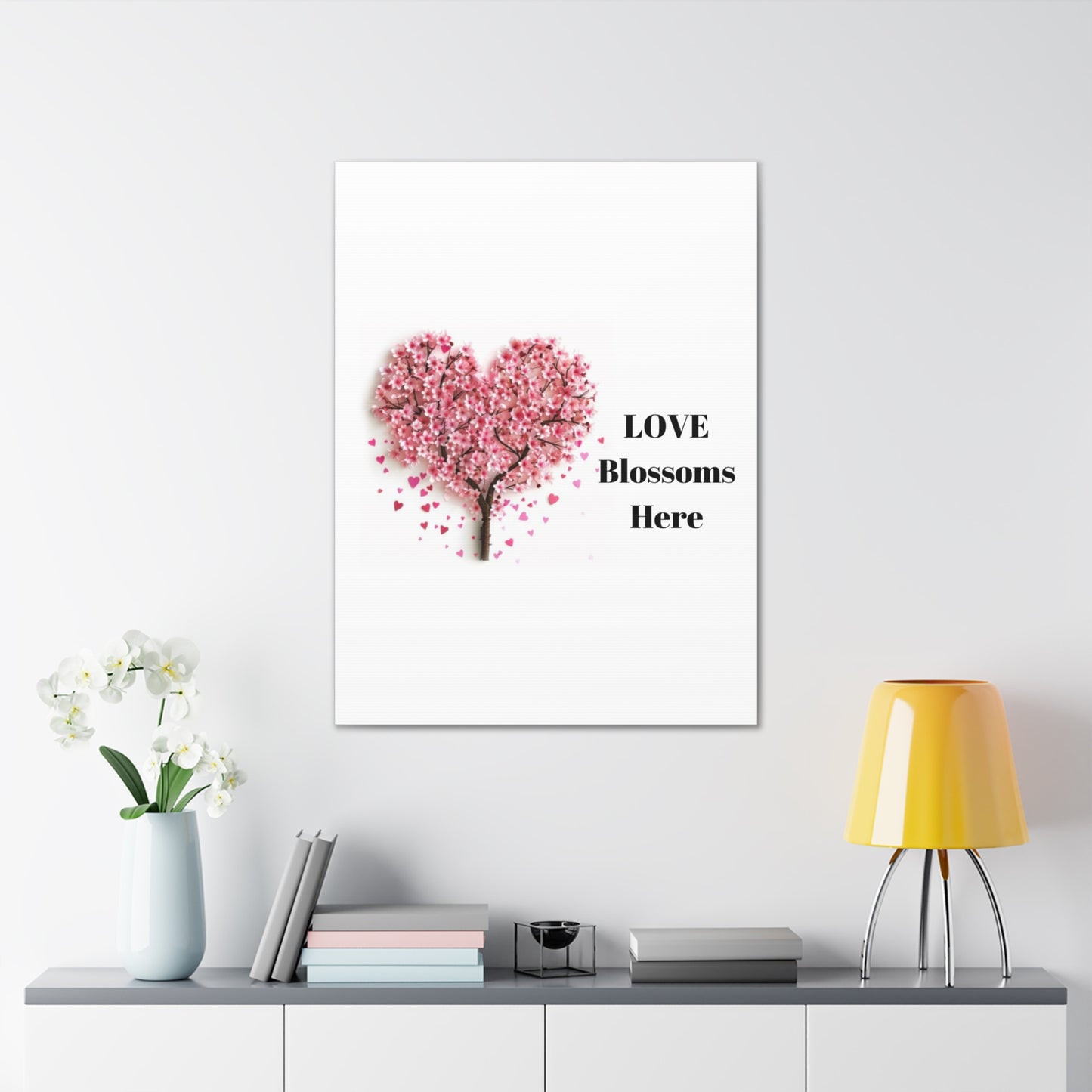 Cherry Blossom Heart Tree- Love Blossoms Here -Canvas Gallery Wraps