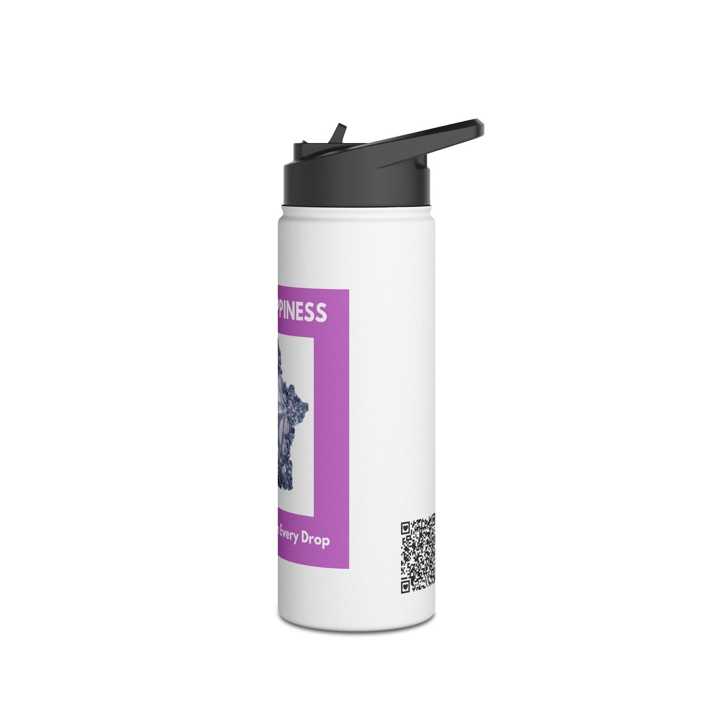 Love & Happiness - water crystal - Stainless Steel Water Bottle, Standard Lid