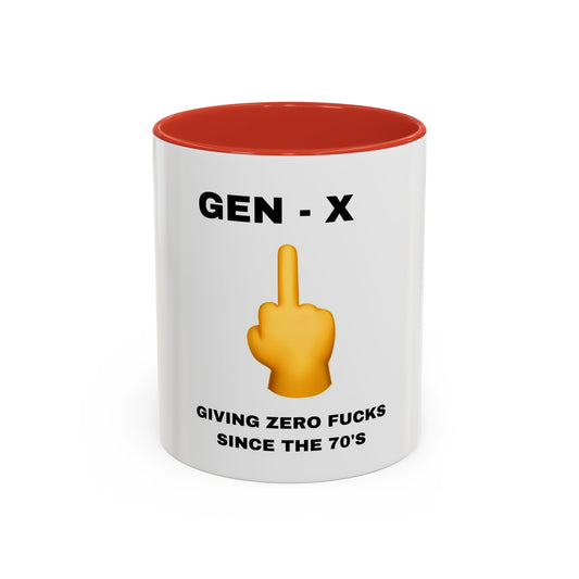 GEN- X - Giving zero fucks since the 70's - Accent Coffee Mug (11, 15oz)