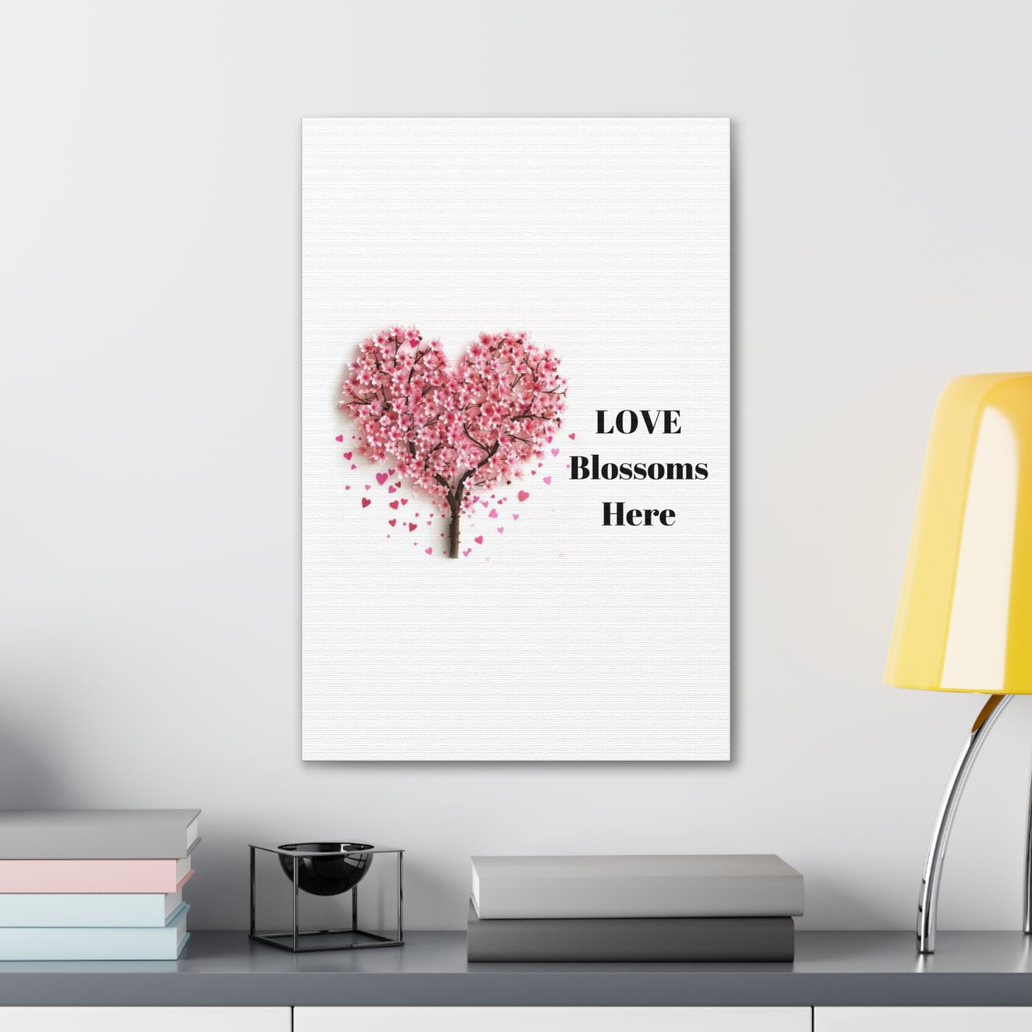 Cherry Blossom Heart Tree- Love Blossoms Here -Canvas Gallery Wraps