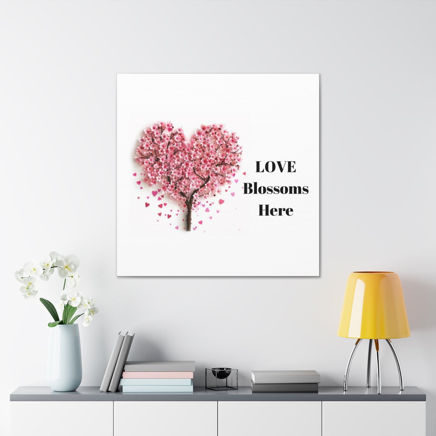 Cherry Blossom Heart Tree- Love Blossoms Here -Canvas Gallery Wraps