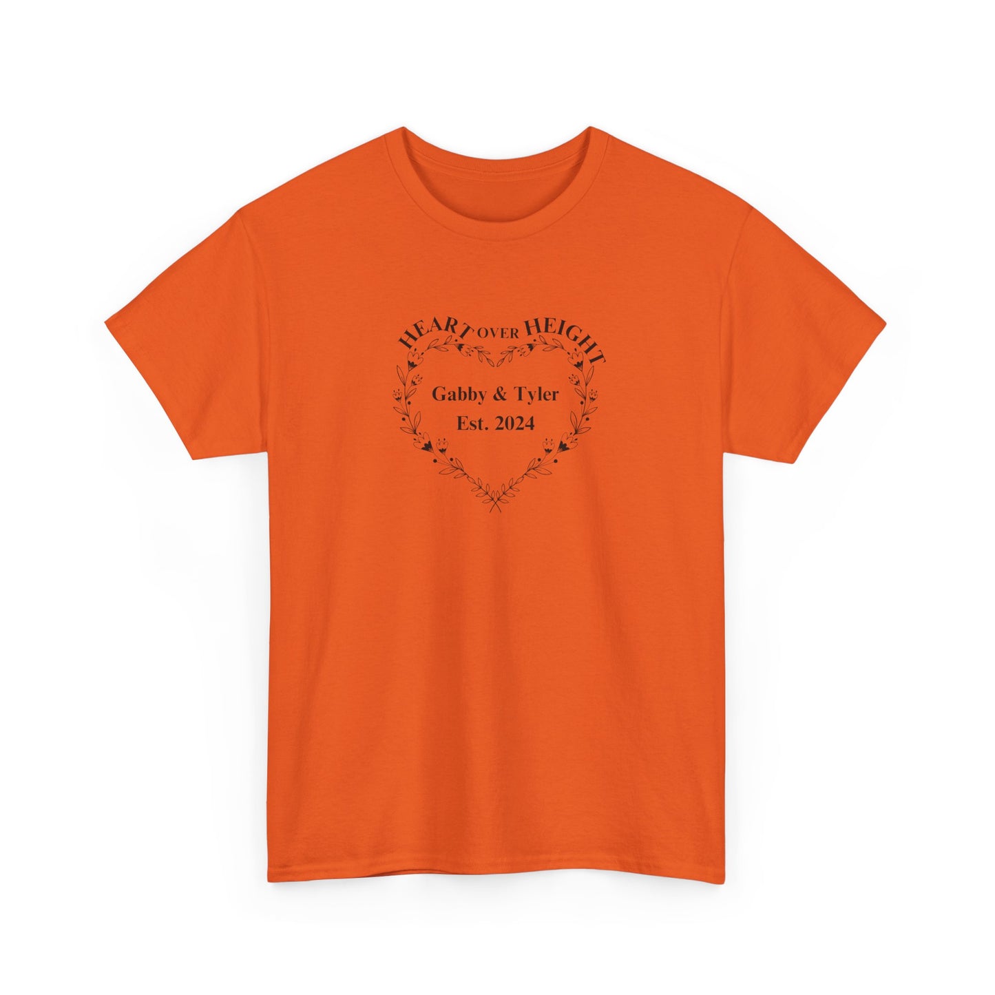 Gabby & Tyler - Heart over Height - EST. 2024 - Unisex Heavy Cotton Tee * wedding gift proceeds