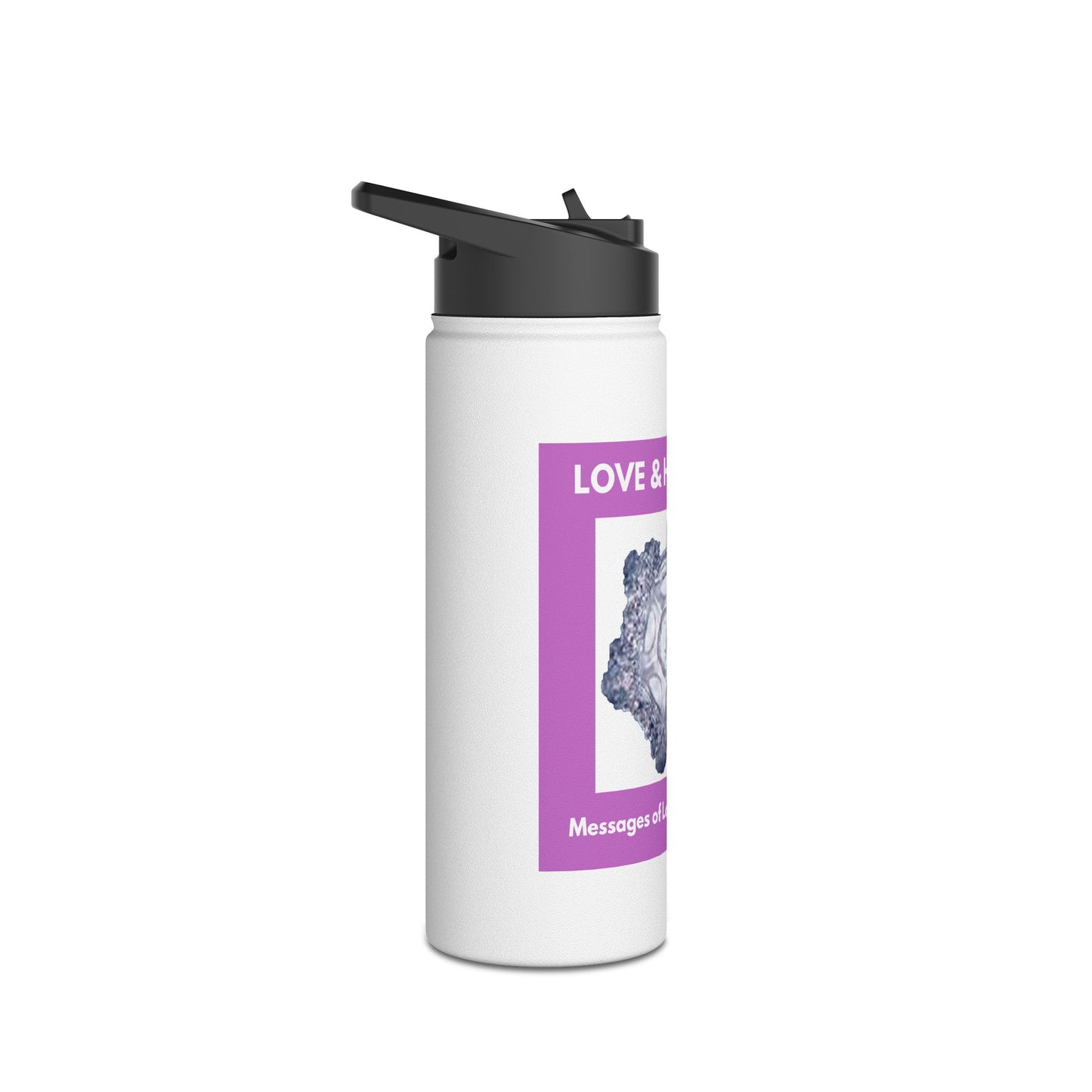 Love & Happiness - water crystal - Stainless Steel Water Bottle, Standard Lid