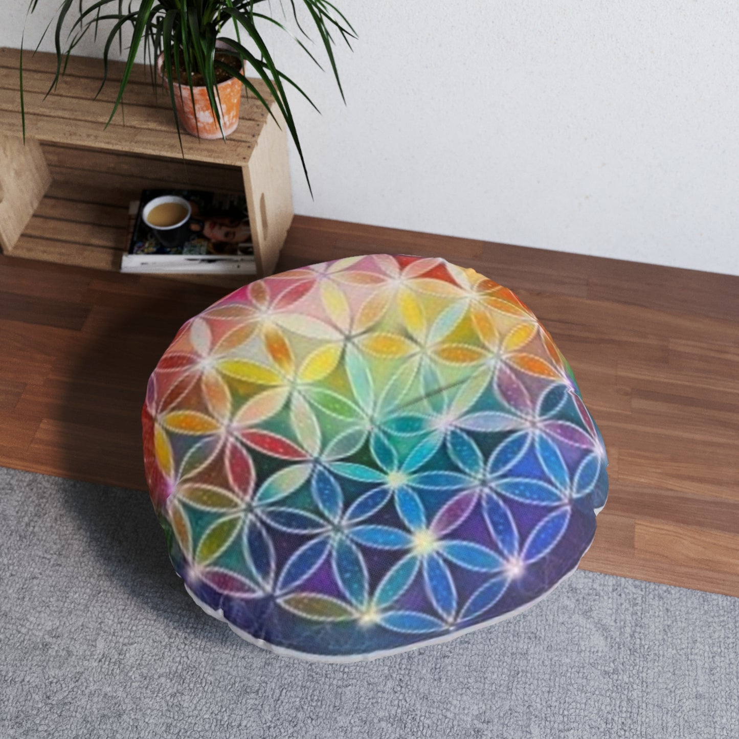 Flower of Life - Tufted Floor Pillow, Round