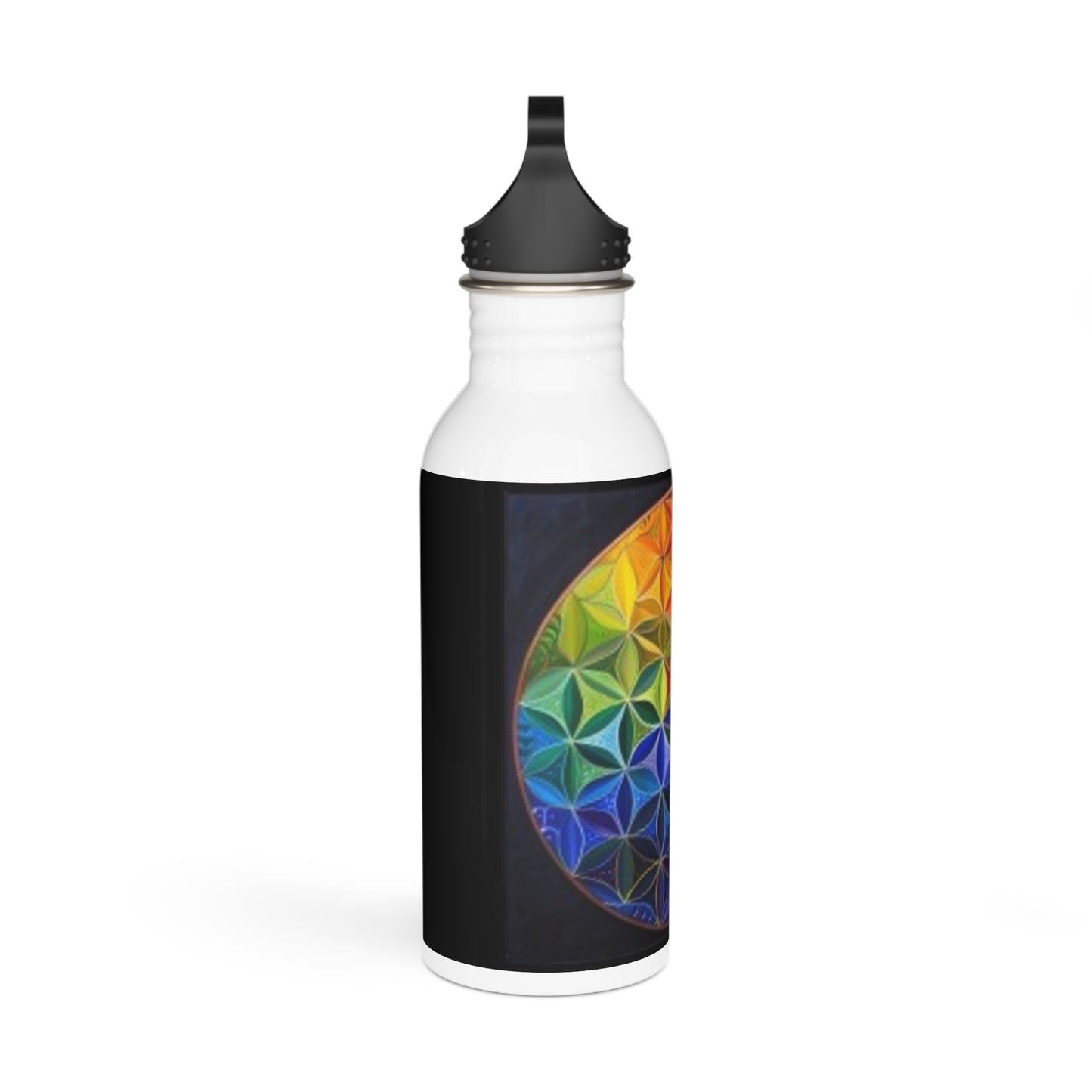 Flower of Life - Black -Stainless Steel Water Bottle