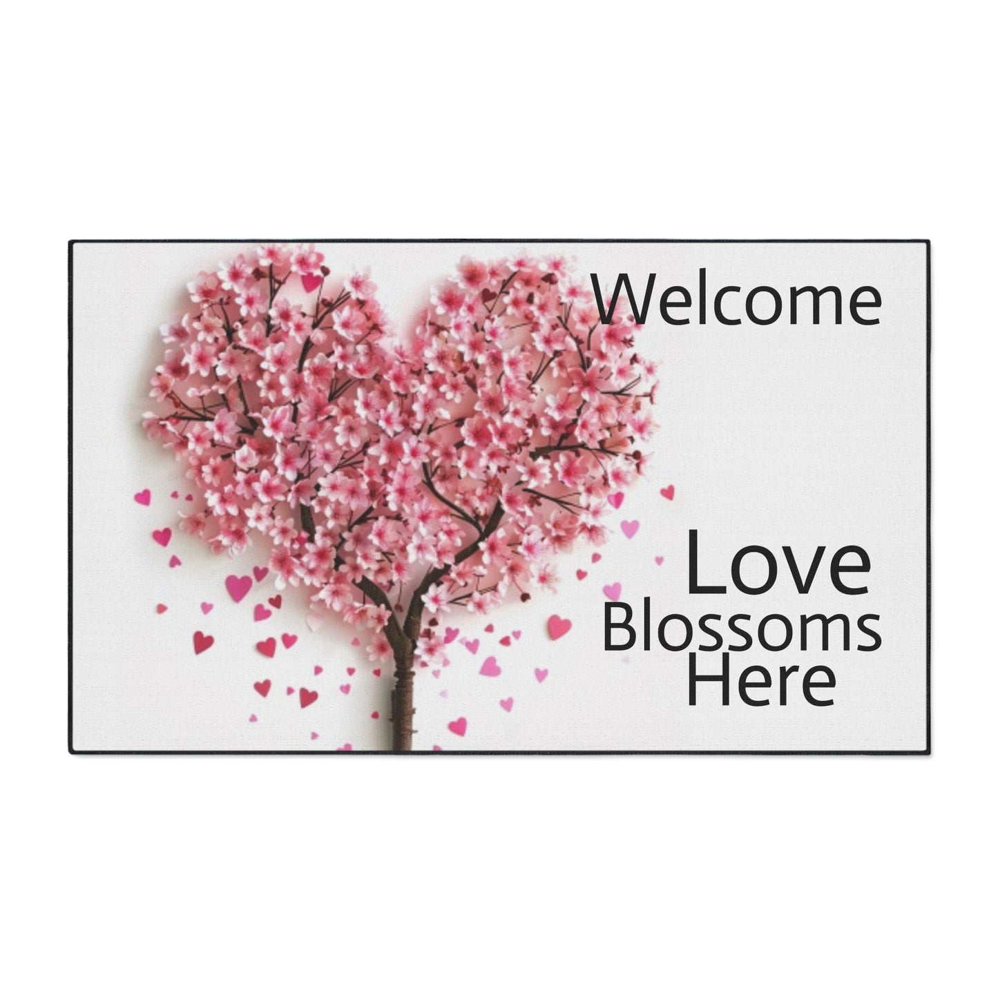 Welcome -Love Blossoms Here - Heavy Duty Floor Mat