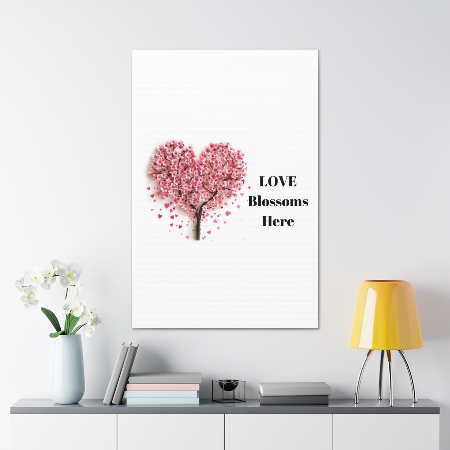 Cherry Blossom Heart Tree- Love Blossoms Here -Canvas Gallery Wraps