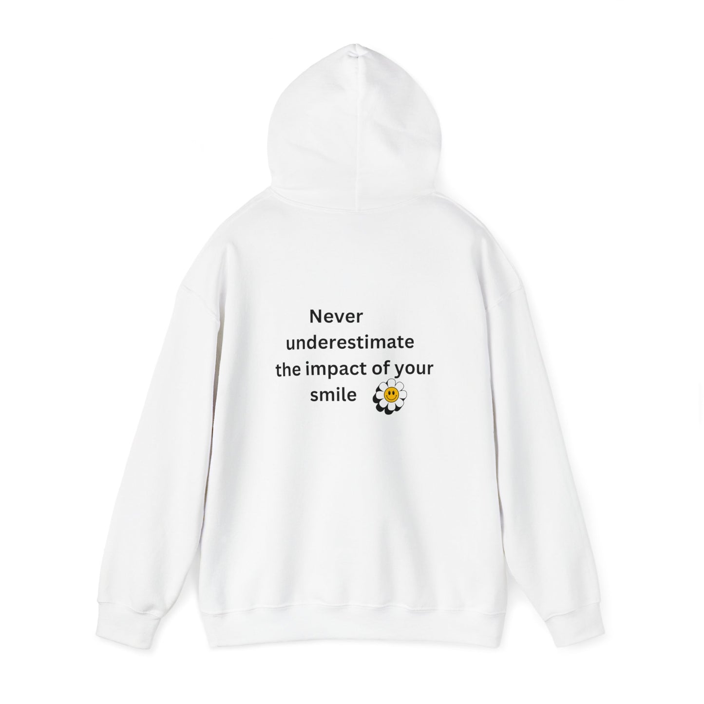 Bee Kind- (Back) Never underestimate the impact of your smile- Unisex Heavy Blend™ Hooded Sweatshirt