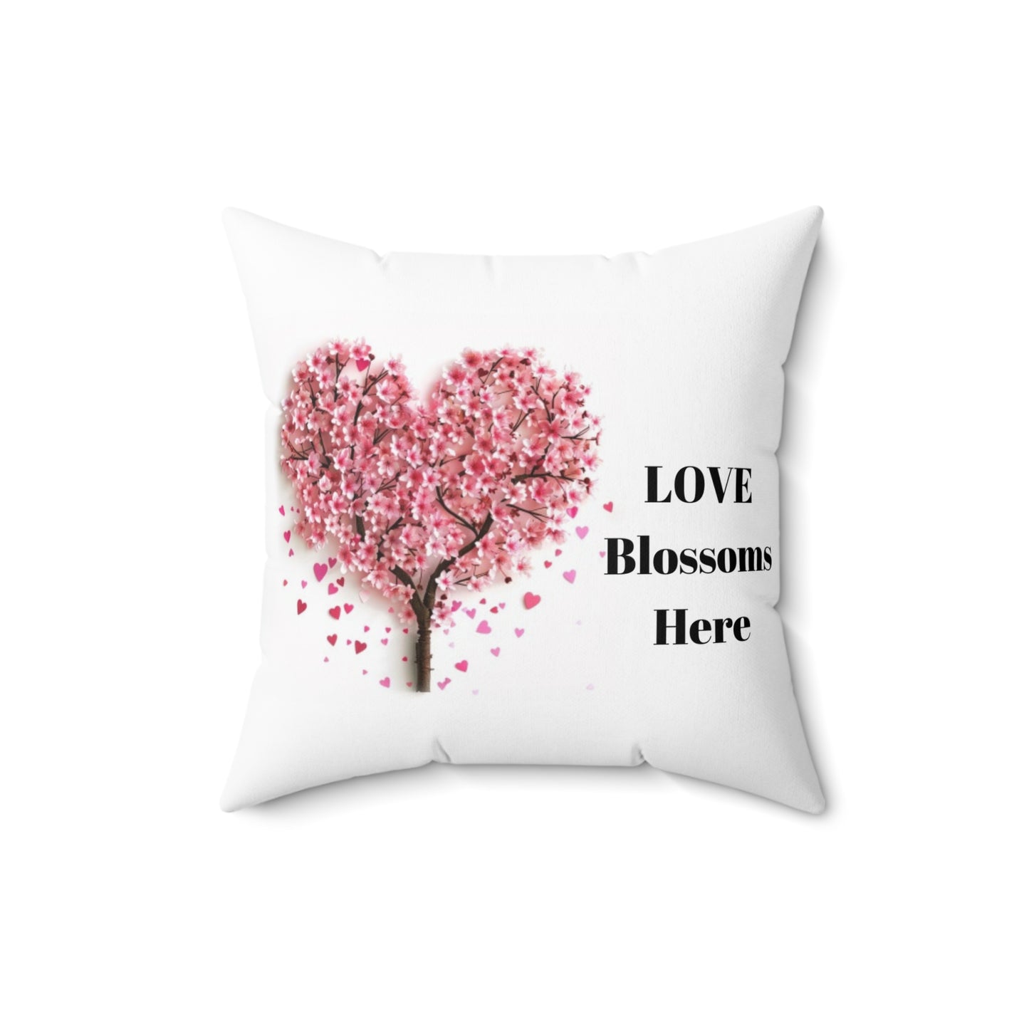 Love Blossoms Here - Faux Suede Square Pillow