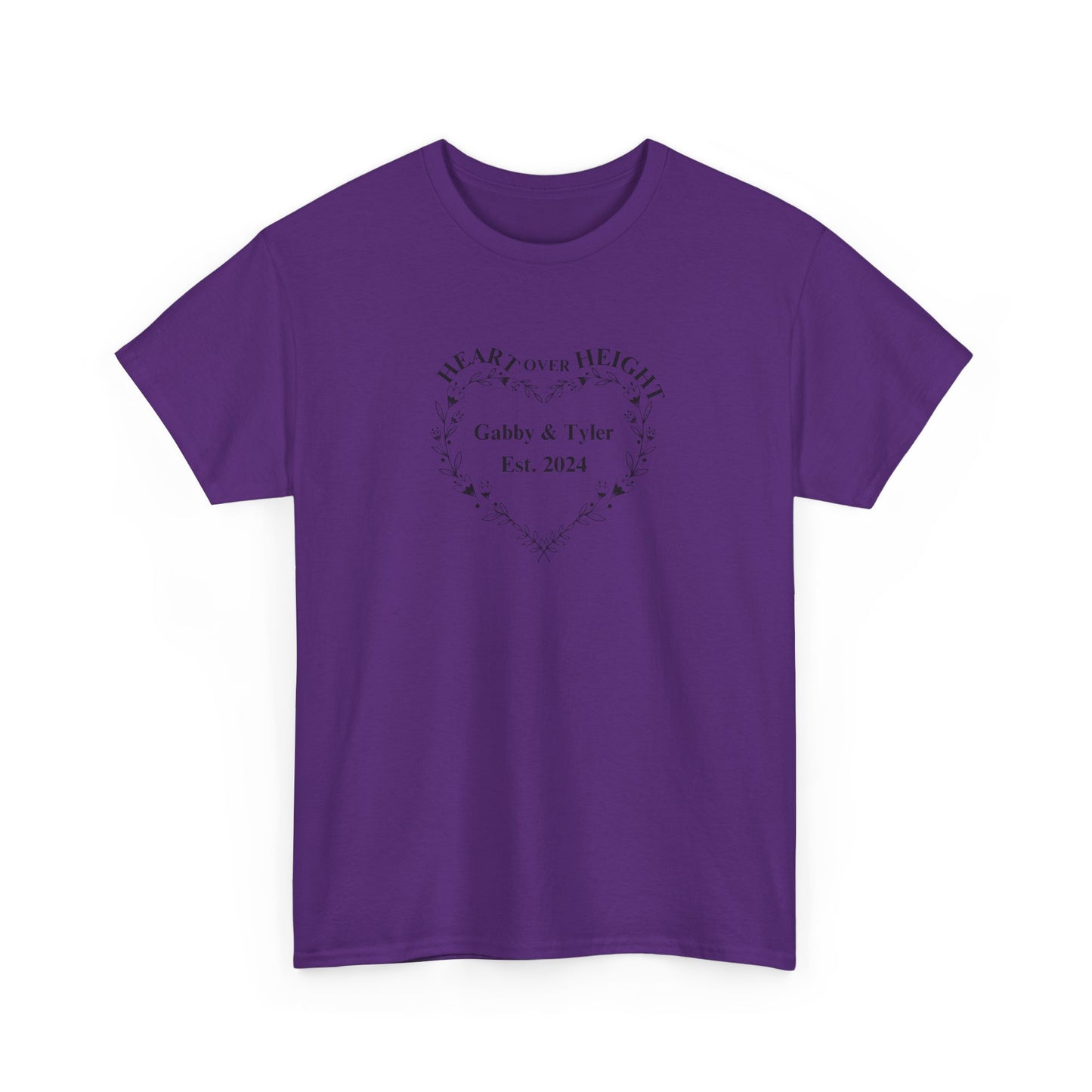 Gabby & Tyler - Heart over Height - EST. 2024 - Unisex Heavy Cotton Tee * wedding gift proceeds