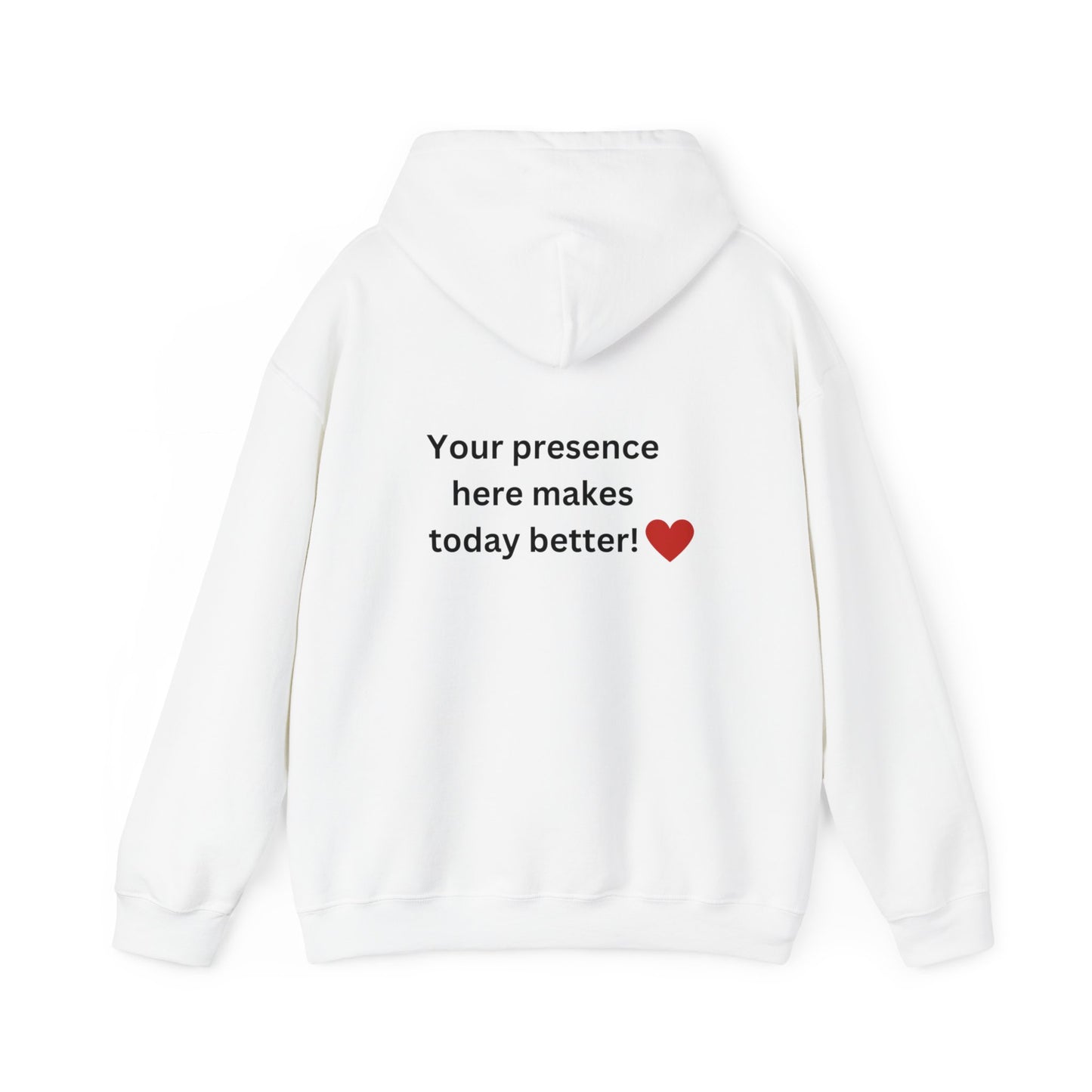 Bee Kind- (Back) Your presence here makes today better - Unisex Heavy Blend™ Hooded Sweatshirt