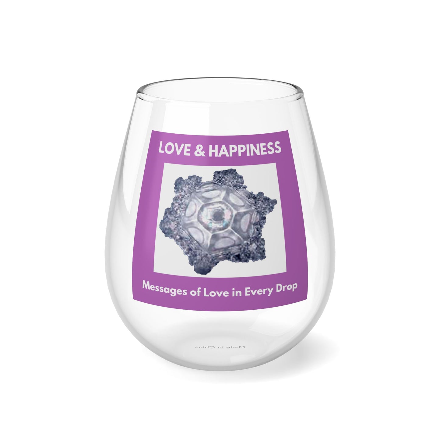 LOVE & HAPPINESS STEMLESS WINE GLASS- 11.75oz