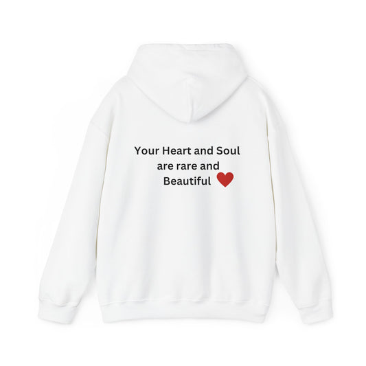 Bee Kind - (Back) -Your heart and soul are rare and beautiful - Unisex Heavy Blend™ Hooded Sweatshirt