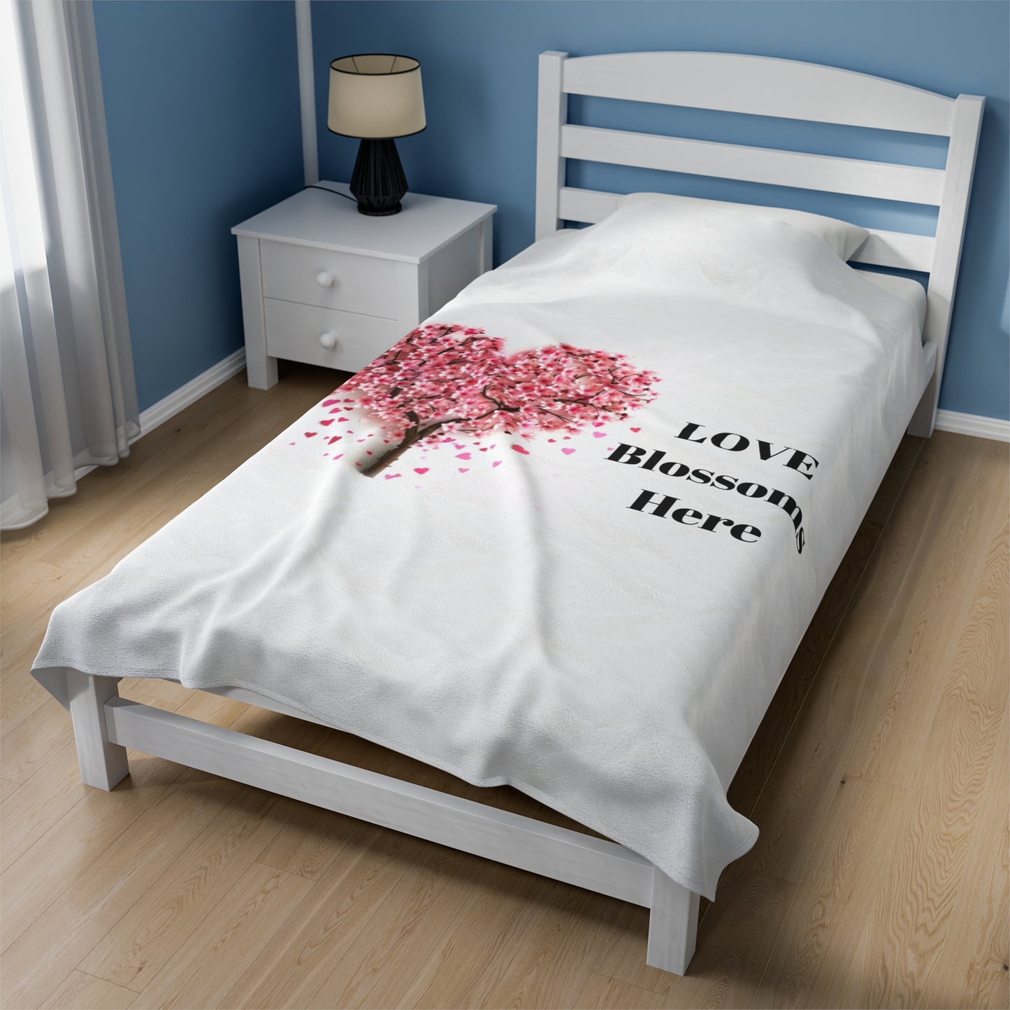 Love Blossoms Here - Velveteen Plush Blanket