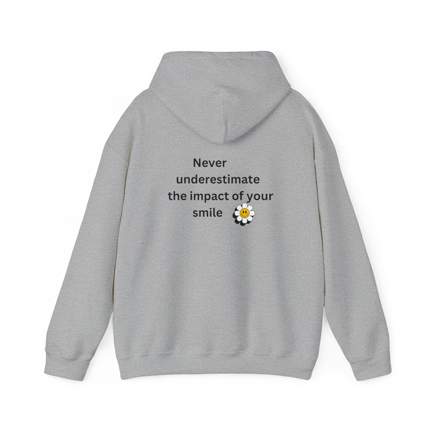 Bee Kind- (Back) Never underestimate the impact of your smile- Unisex Heavy Blend™ Hooded Sweatshirt