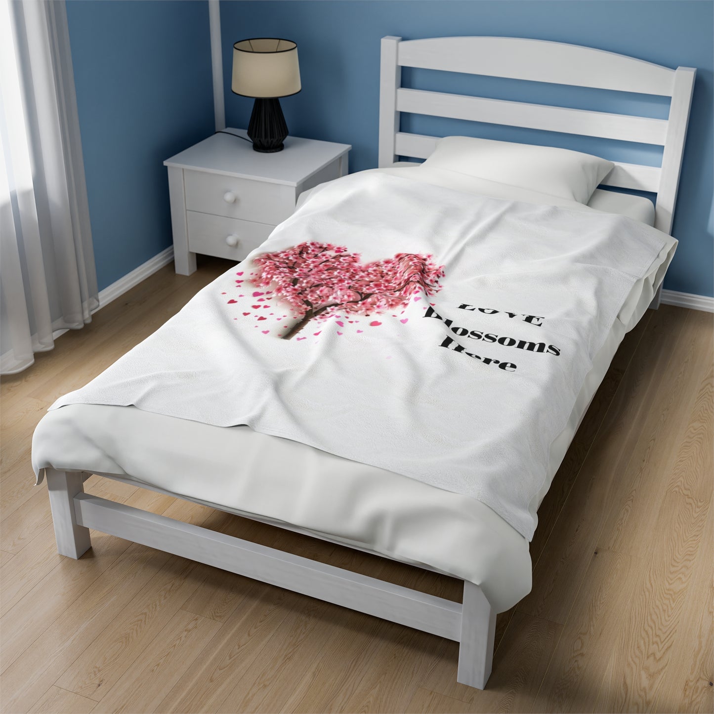 Love Blossoms Here - Velveteen Plush Blanket