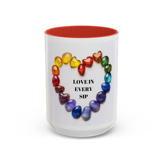 Love in every sip (heart) - Accent Coffee Mug (11, 15oz)