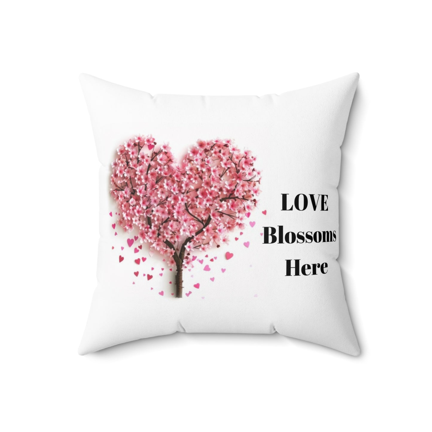 Love Blossoms Here - Faux Suede Square Pillow