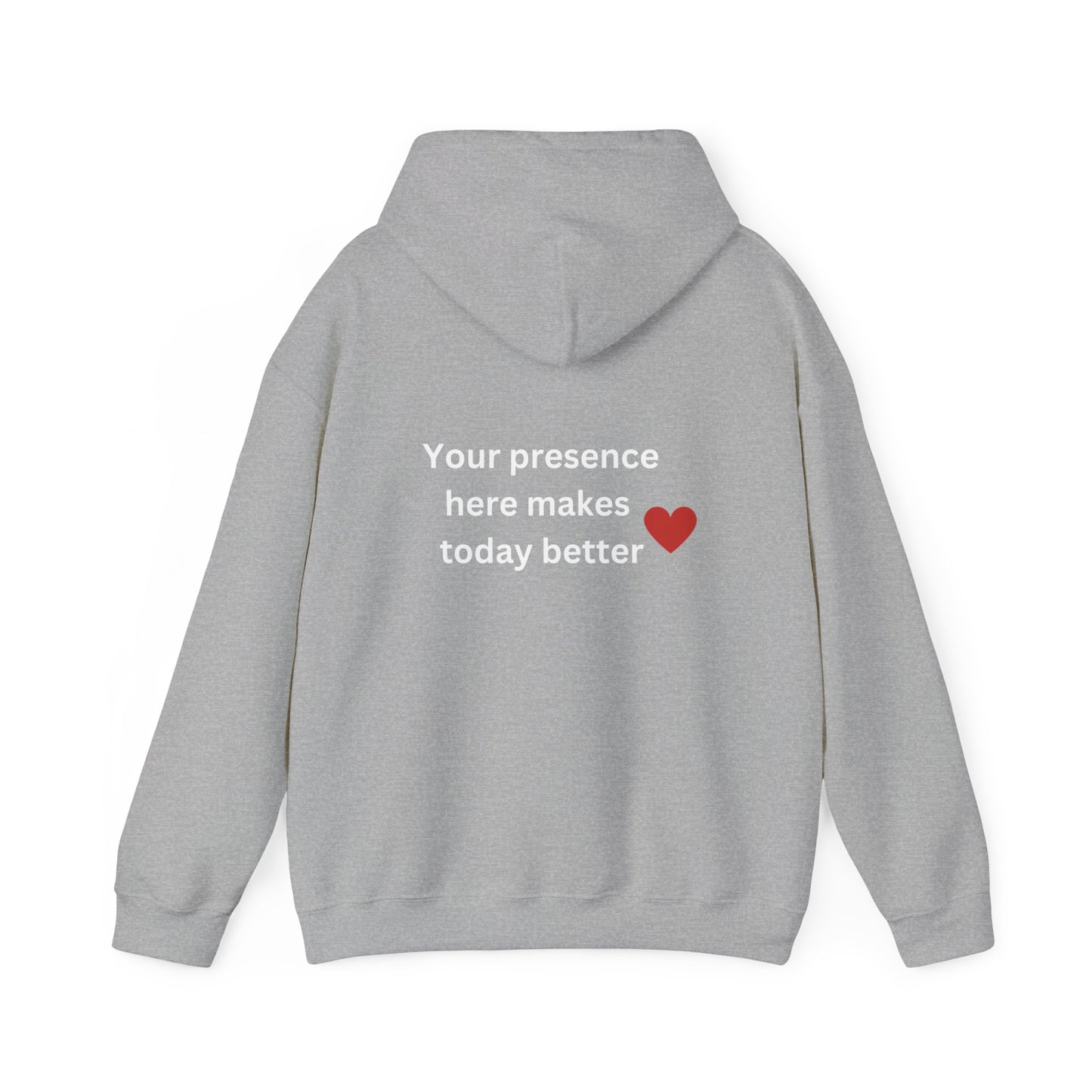 Bee Kind- (Back) Your presence here makes today better - Unisex Heavy Blend™ Hooded Sweatshirt