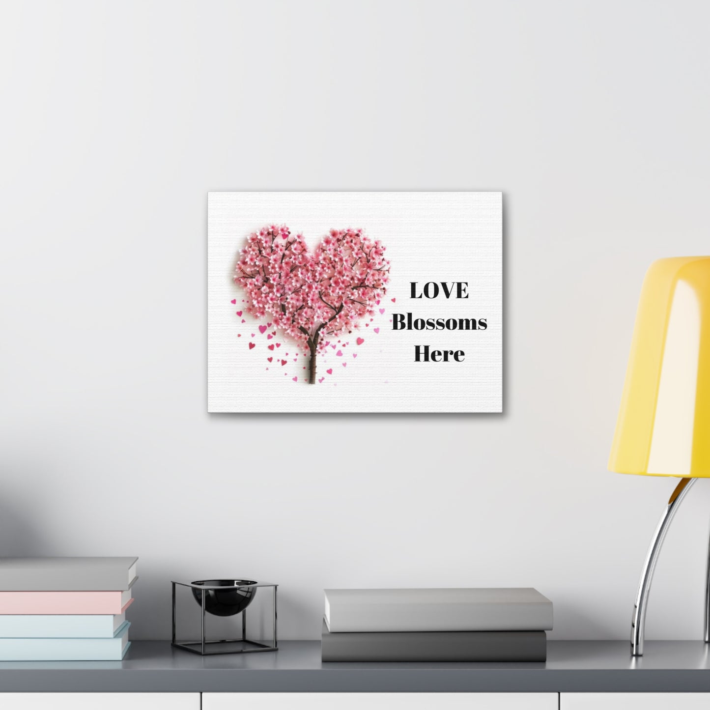 Cherry Blossom Heart Tree- Love Blossoms Here -Canvas Gallery Wraps