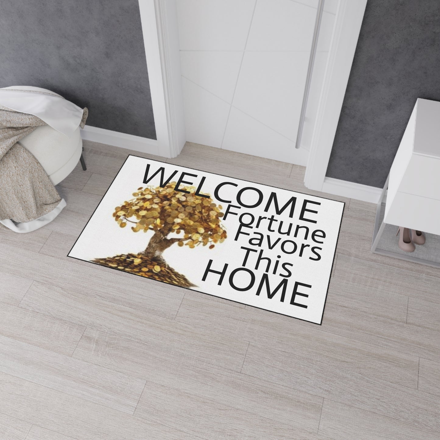 Welcome- Fortune Favors This HOME - Heavy Duty Floor Mat