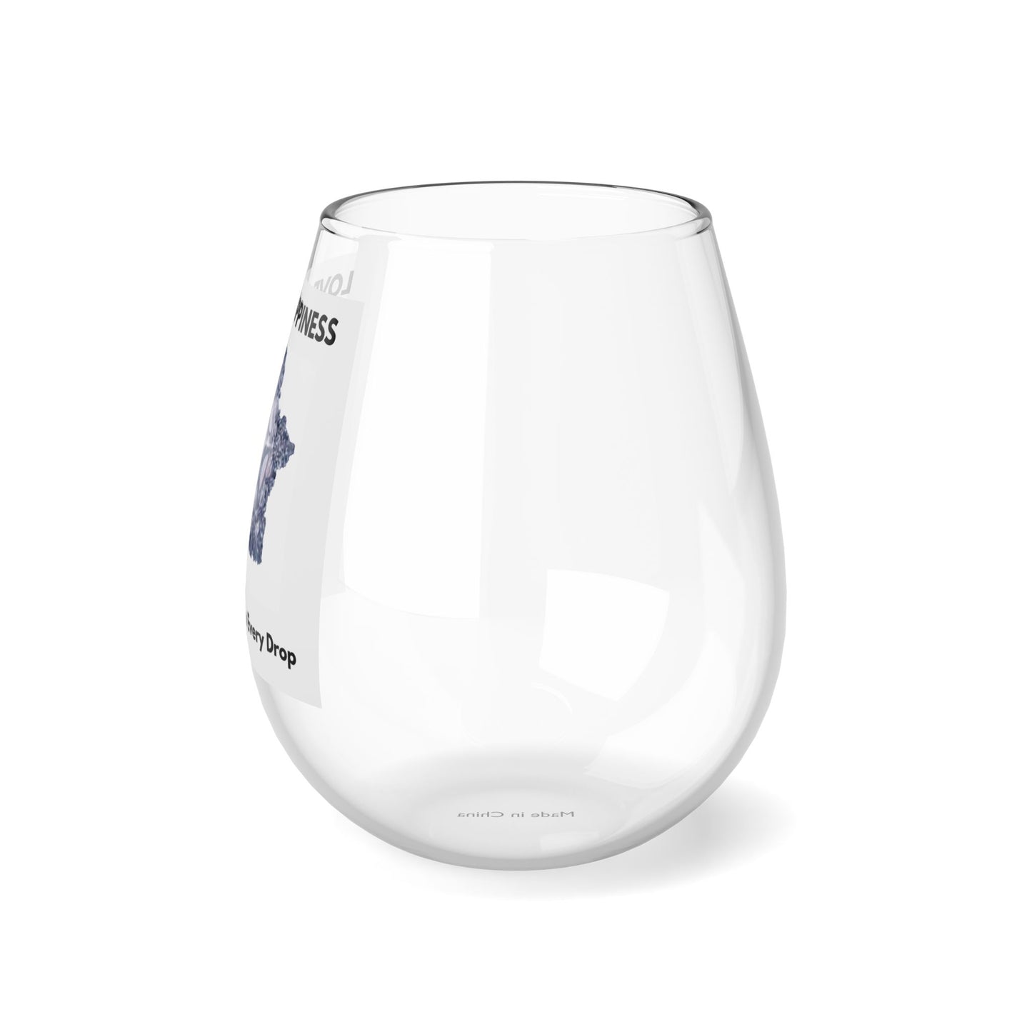 LOVE & HAPPINESS STEMLESS WINE GLASS - 11.75oz